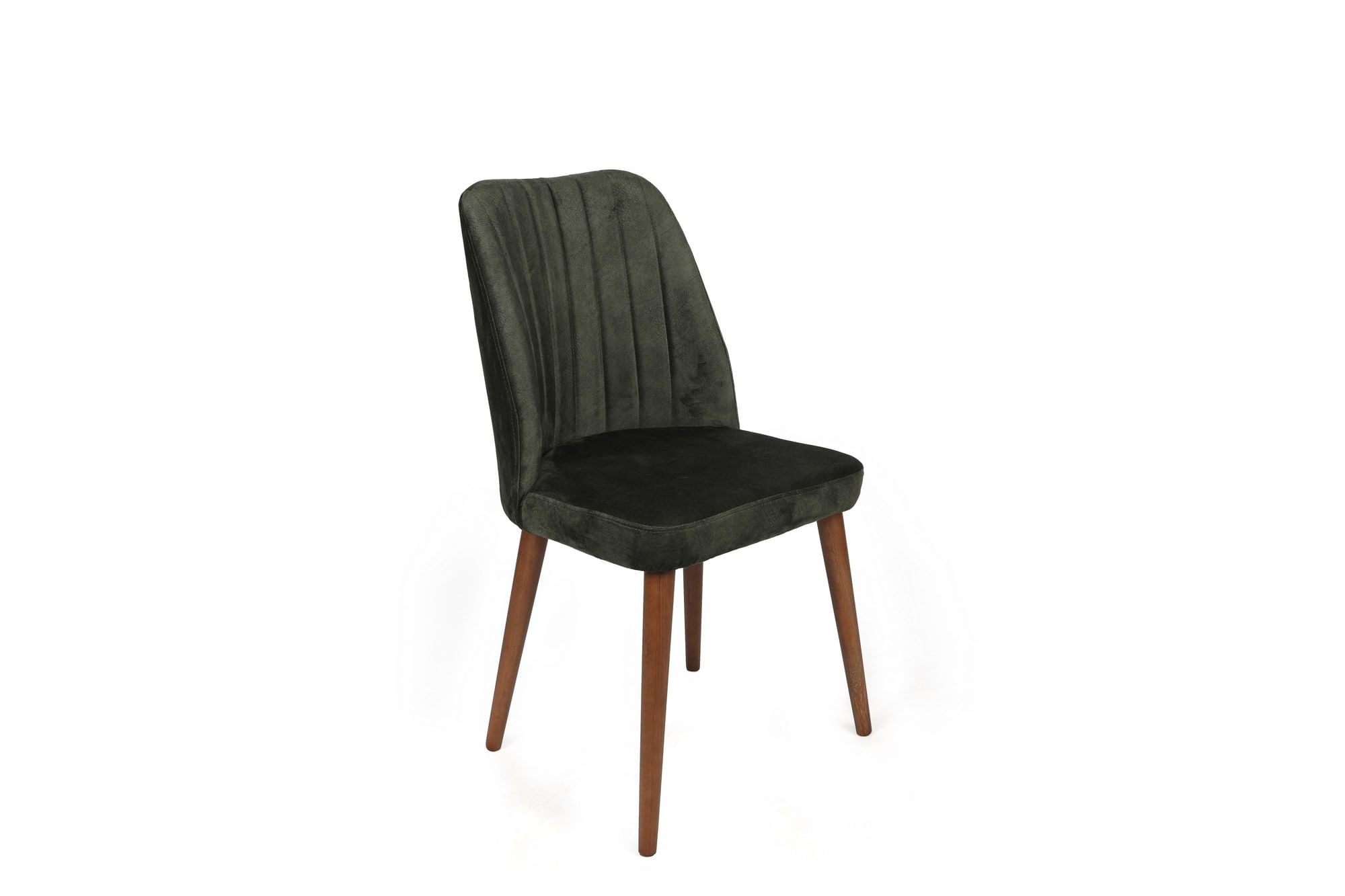Set scaune (4 bucăți) Hanah Home, catifea, 50 x 49 x 90 cm, kaki/nuc, 974NMB1560 — imaginea 4