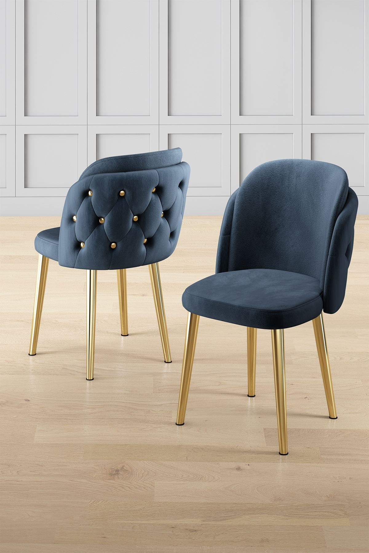 Set scaune (4 bucăți) Hanah Home, placaj, 45 x 46 x 82 cm, antracit/auriu, 240CHR1797 — imaginea 3