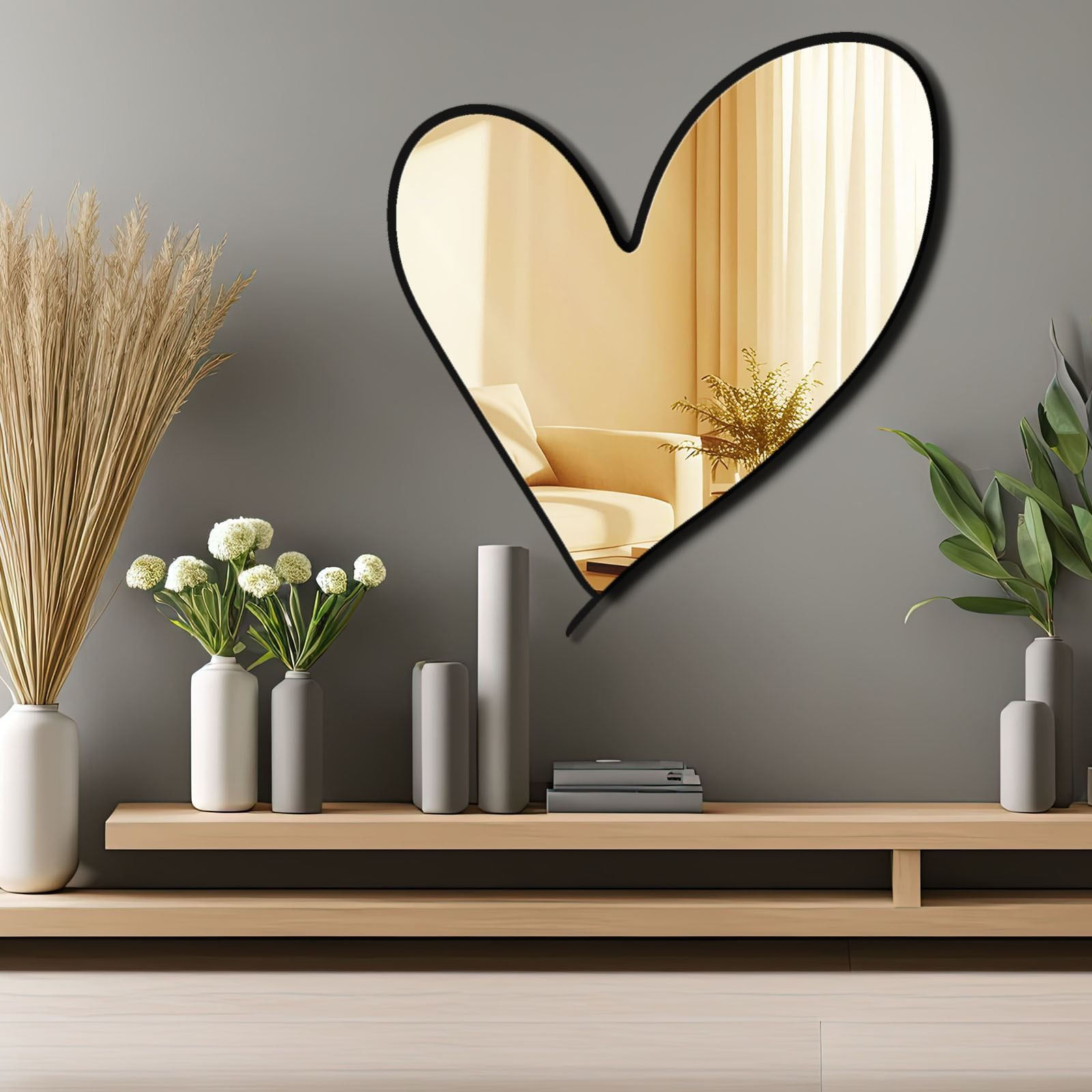 Oglindă decorativă Wallxpert, sticlă, 43 x 48 cm, auriu, 587MRX1133