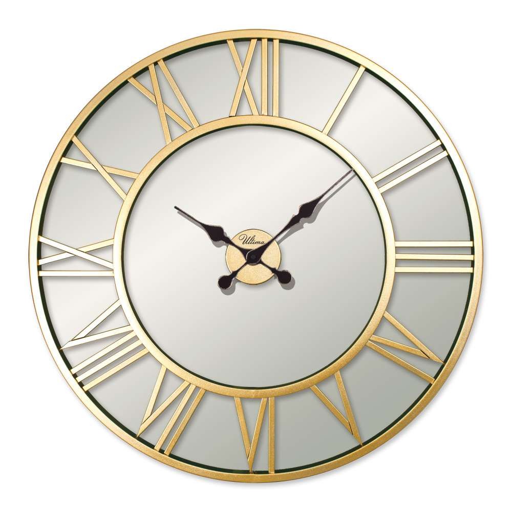 Ceas decorativ metal Wallxpert, oțel, 76 x 76 cm, auriu, 705RGL1139