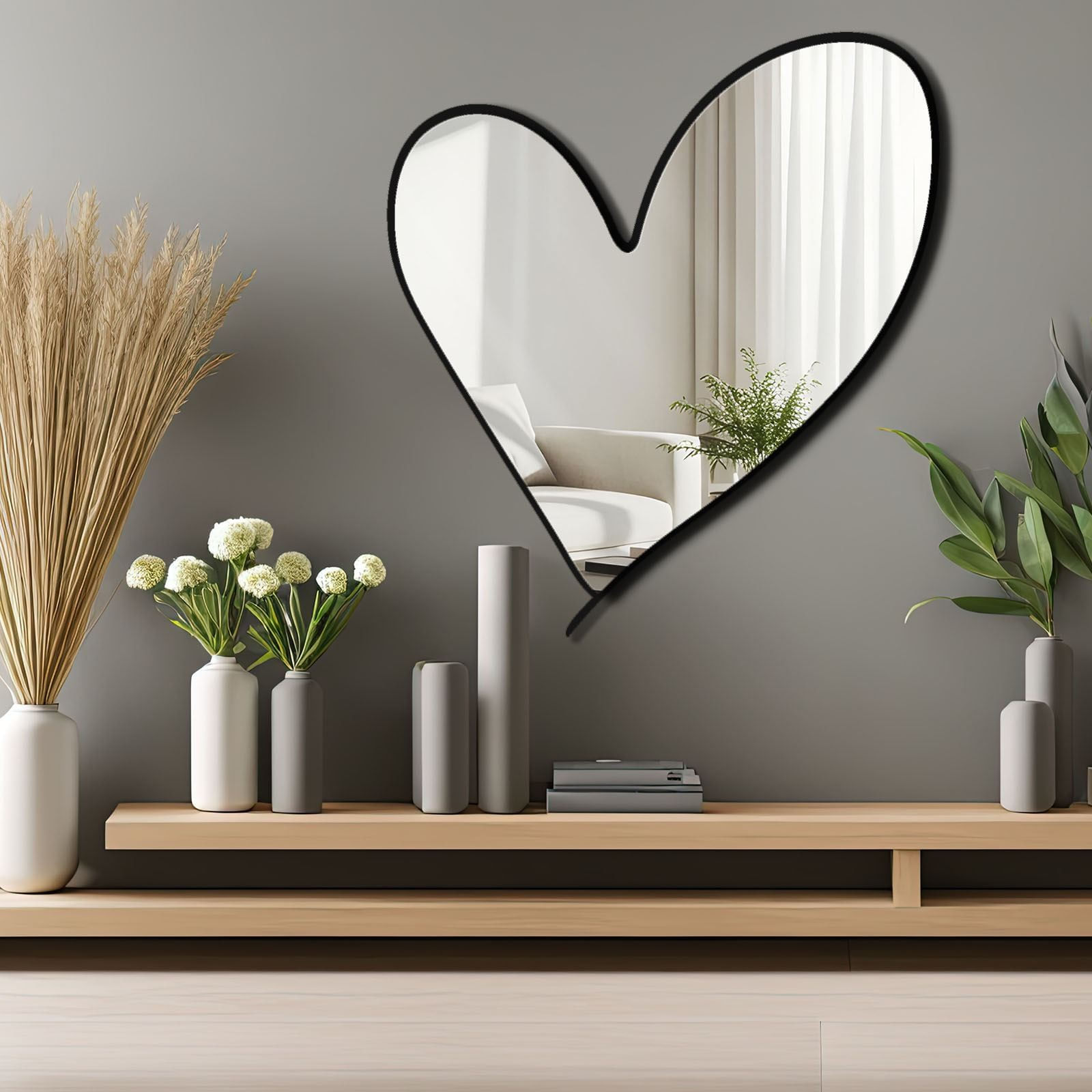 Oglindă decorativă Wallxpert, sticlă, 43 x 48 cm, argintiu, 587MRX1112