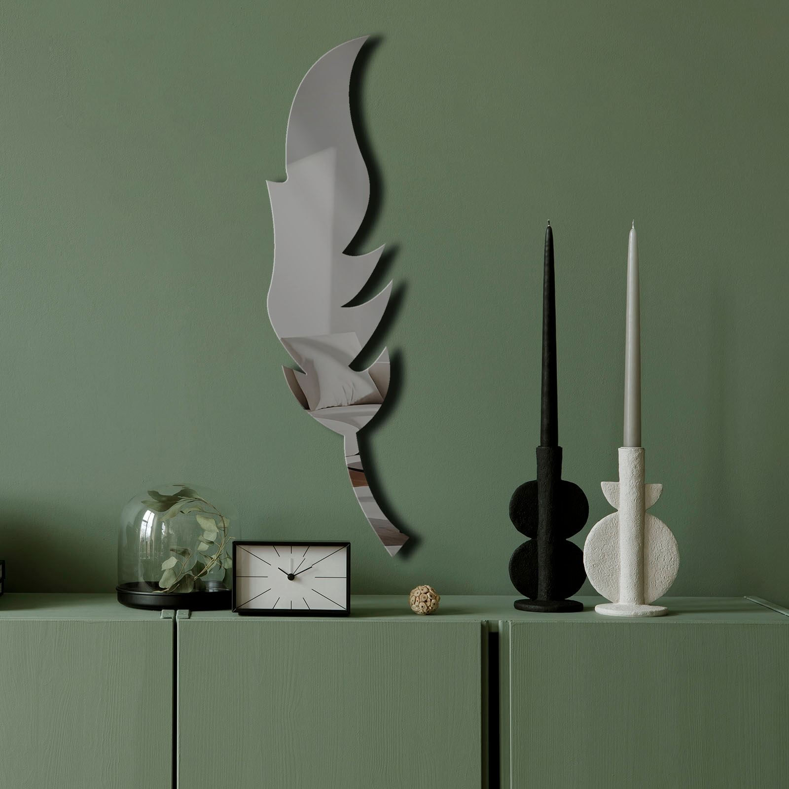 Oglindă decorativă Wallxpert, sticlă, 18 x 65 cm, fumuriu, 587MRX1160