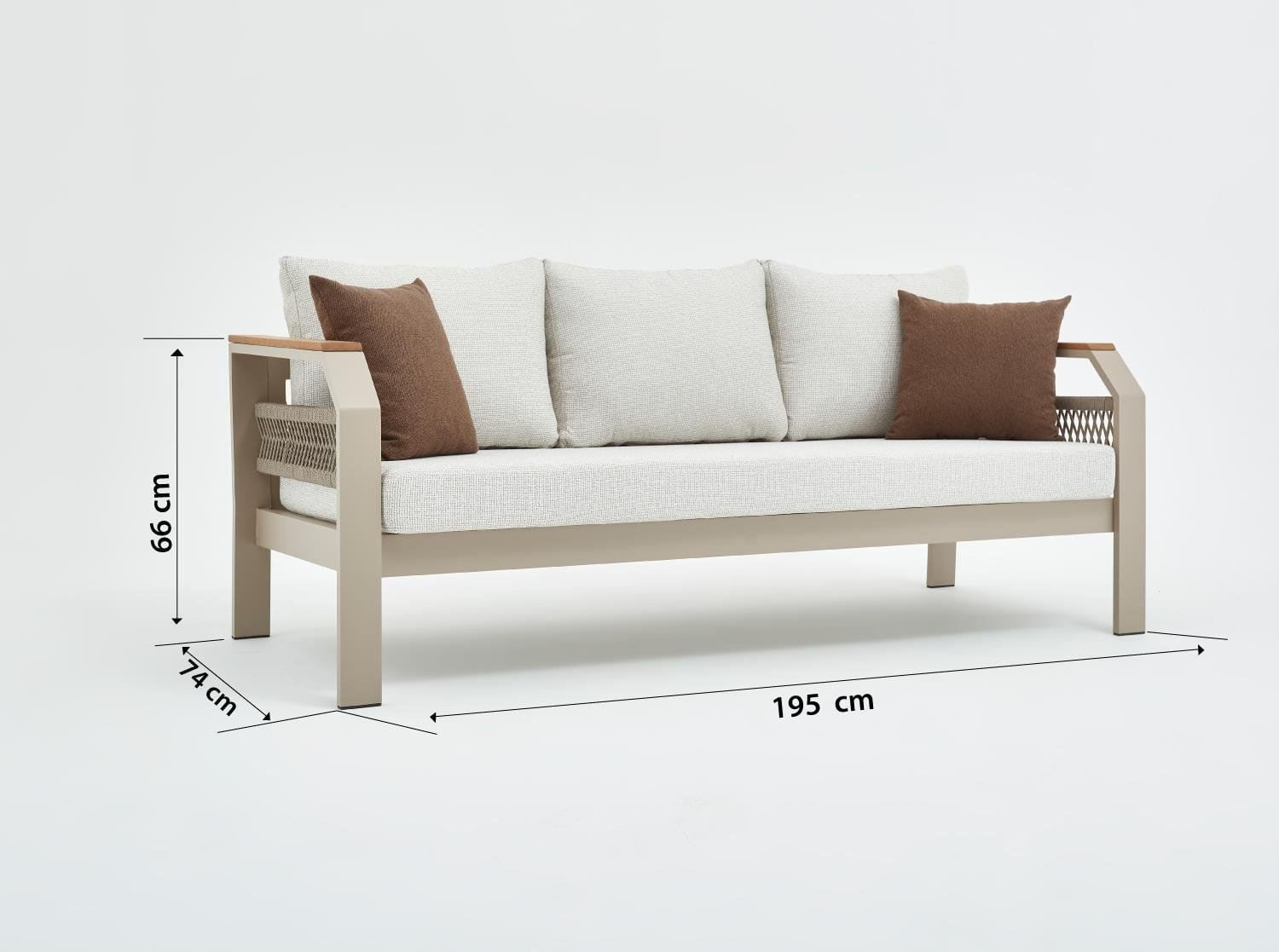 Set lounge gradina Hanah Home, burete, 195 x 66 x 74 cm, bej, 561CLR1140 — imaginea 3