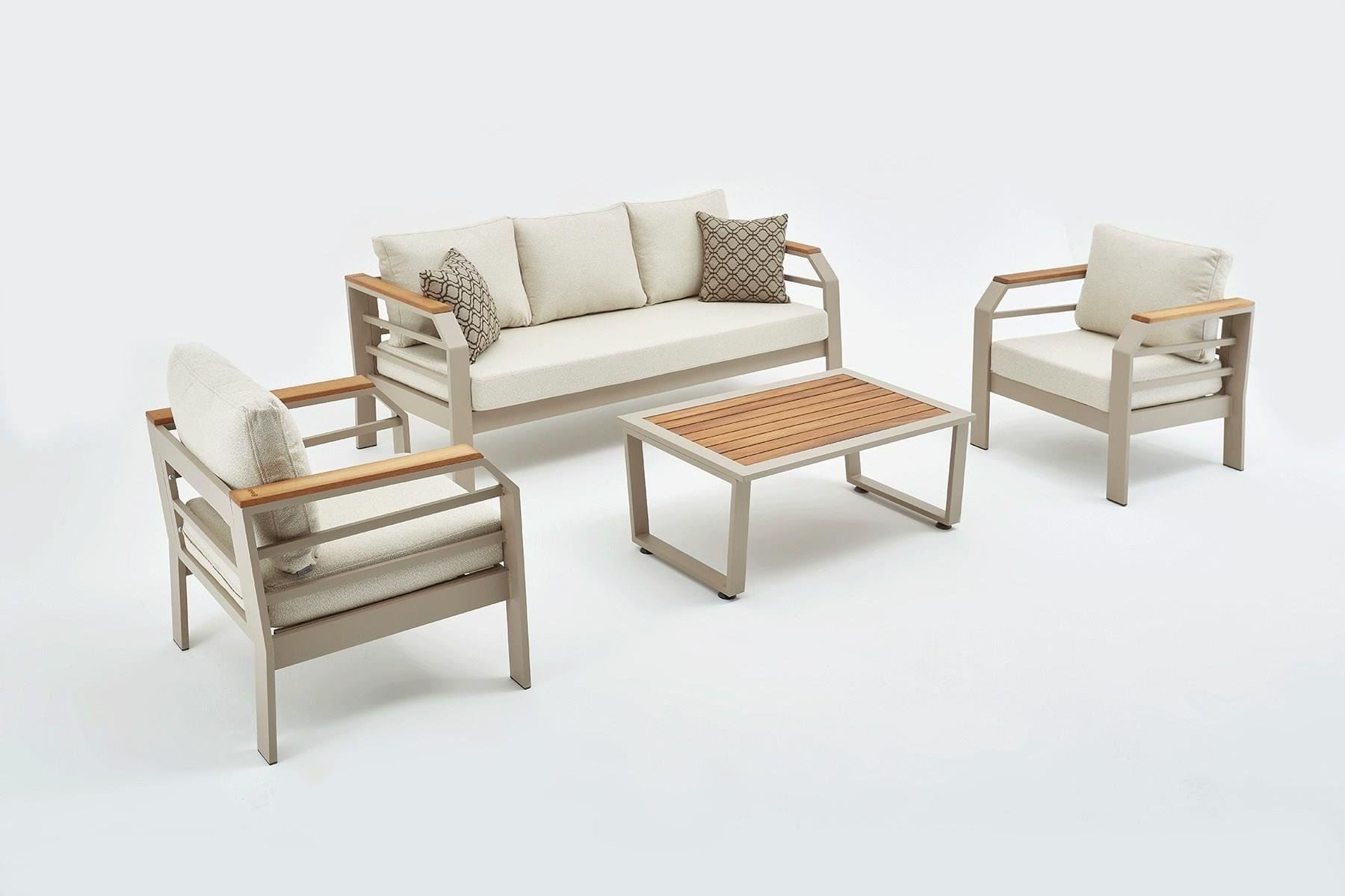 Set lounge gradina Hanah Home, burete, 195 x 66 x 74 cm, bej, 561CLR1143 — imaginea 3