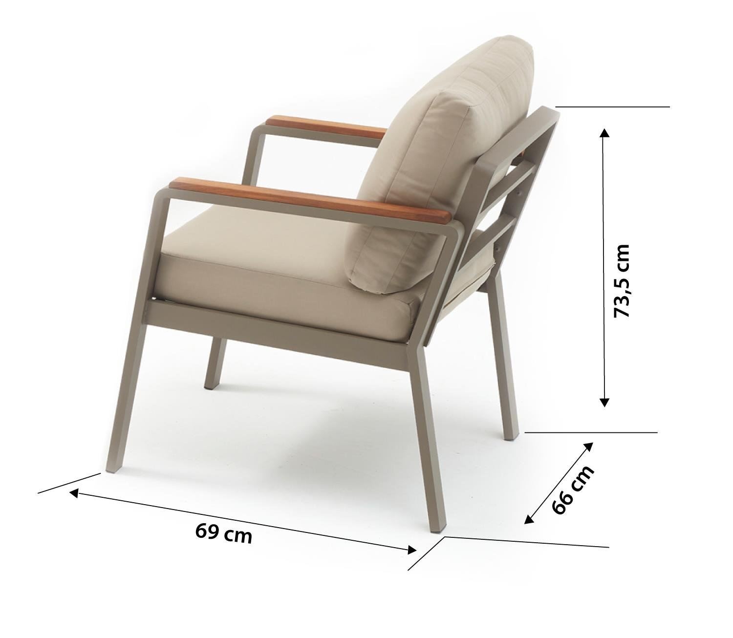 Set lounge gradina Hanah Home, burete, 125 x 69 x 74 cm, bej, 561CLR1146 — imaginea 4