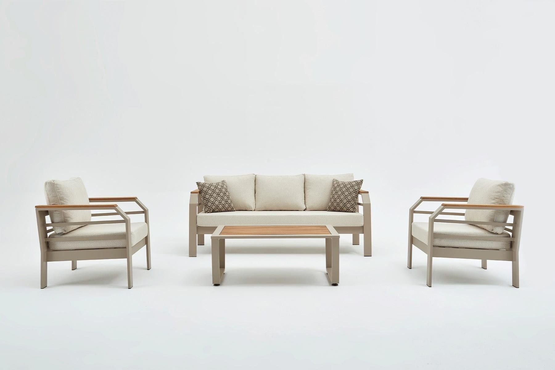 Set lounge gradina Hanah Home, burete, 195 x 66 x 74 cm, bej, 561CLR1143 — imaginea 4