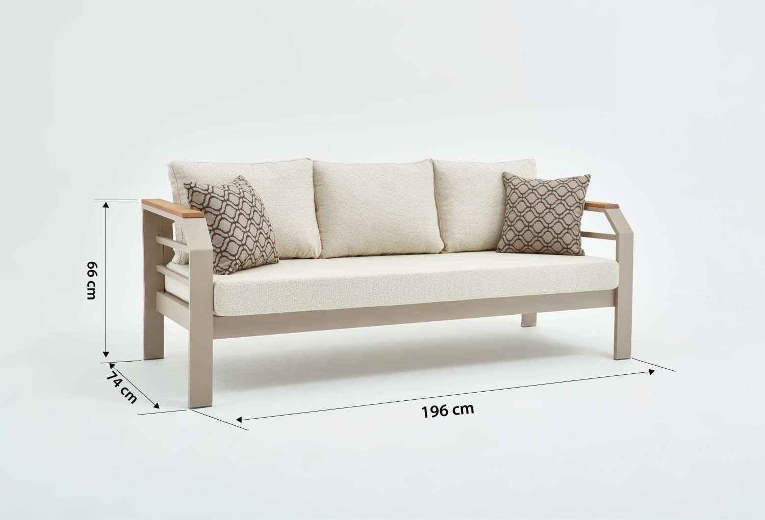 Set lounge gradina Hanah Home, burete, 195 x 66 x 74 cm, bej, 561CLR1143 — imaginea 5