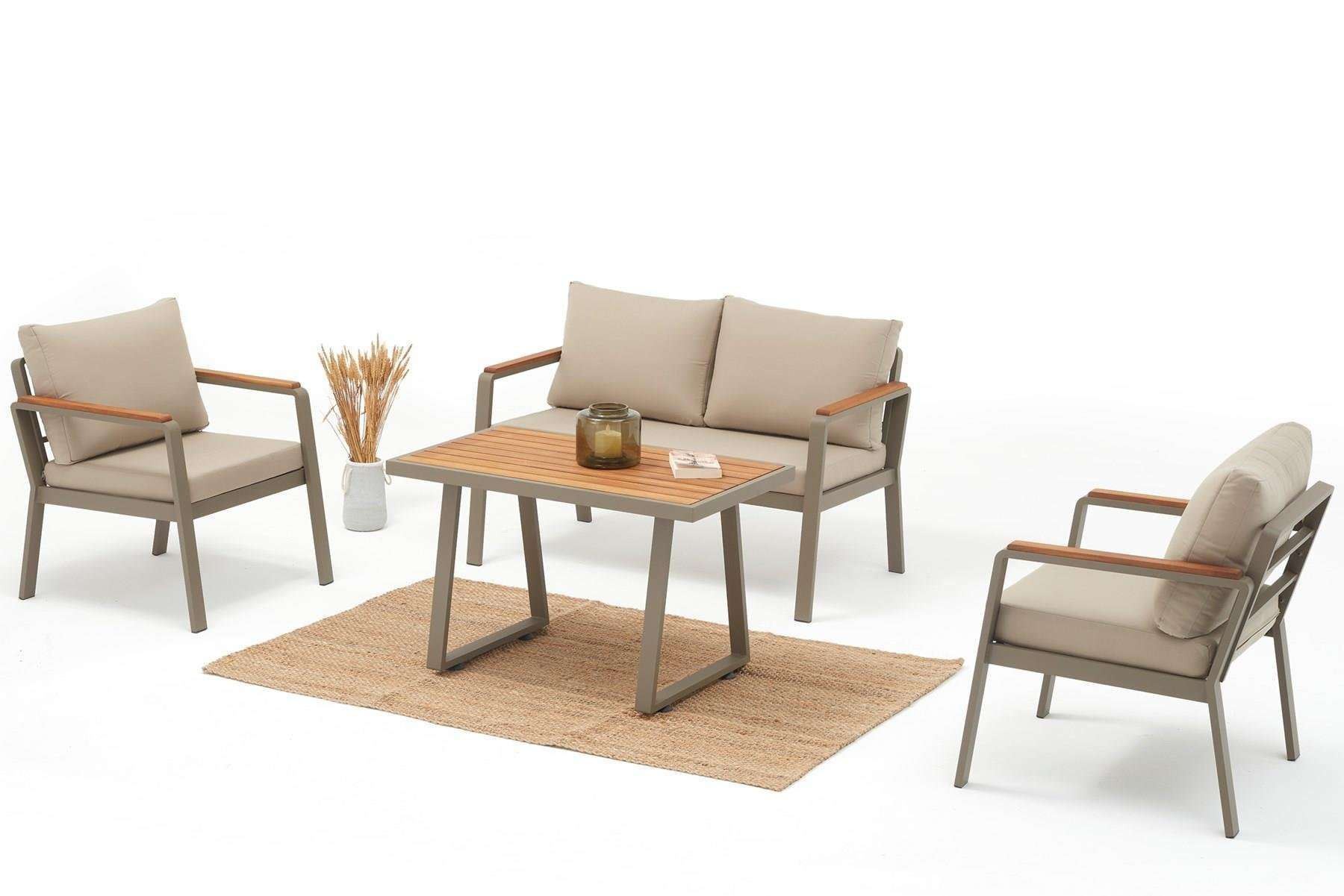 Set lounge gradina Hanah Home, burete, 125 x 69 x 74 cm, bej, 561CLR1146 — imaginea 5