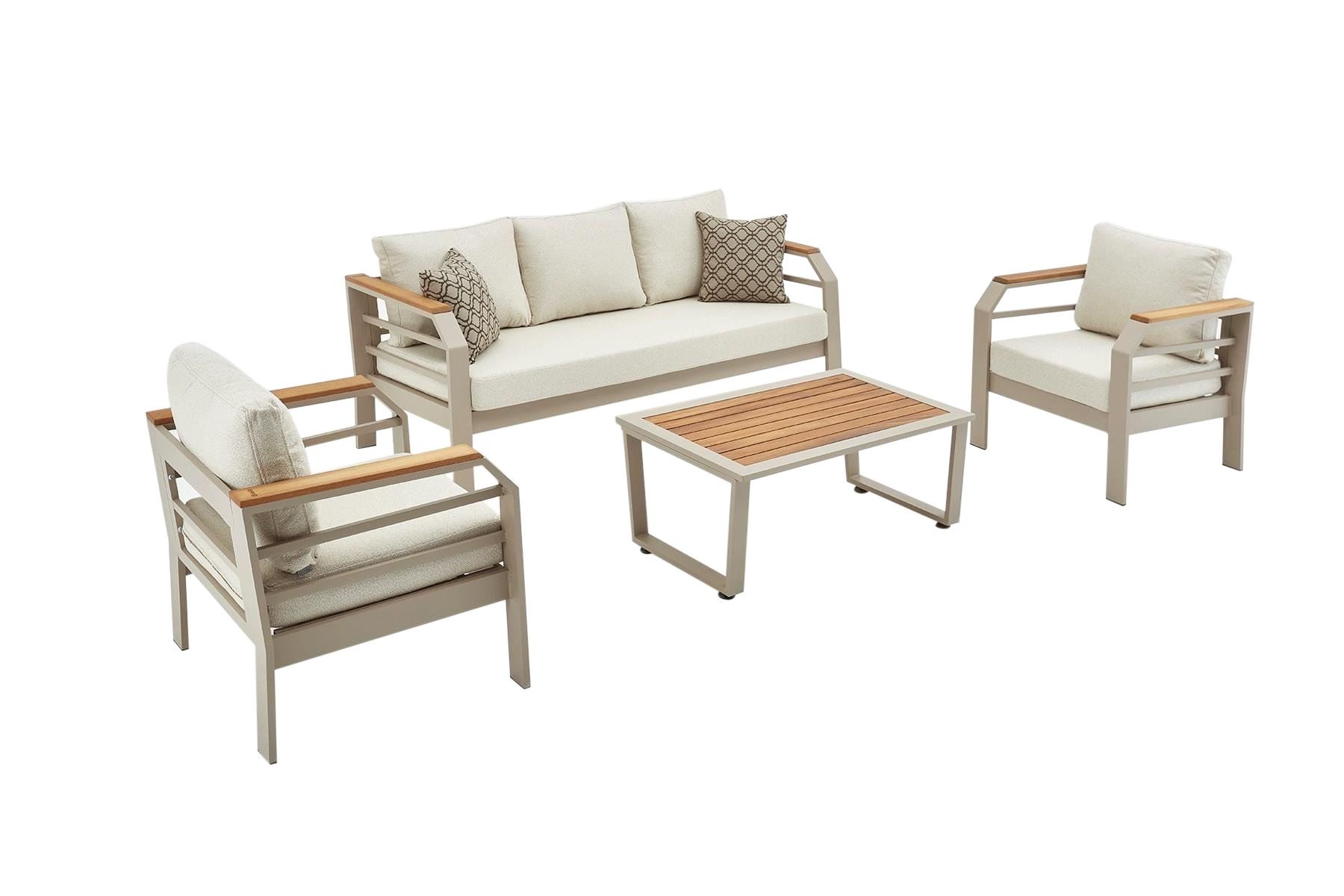 Set lounge gradina Hanah Home, burete, 195 x 66 x 74 cm, bej, 561CLR1143 — imaginea 7