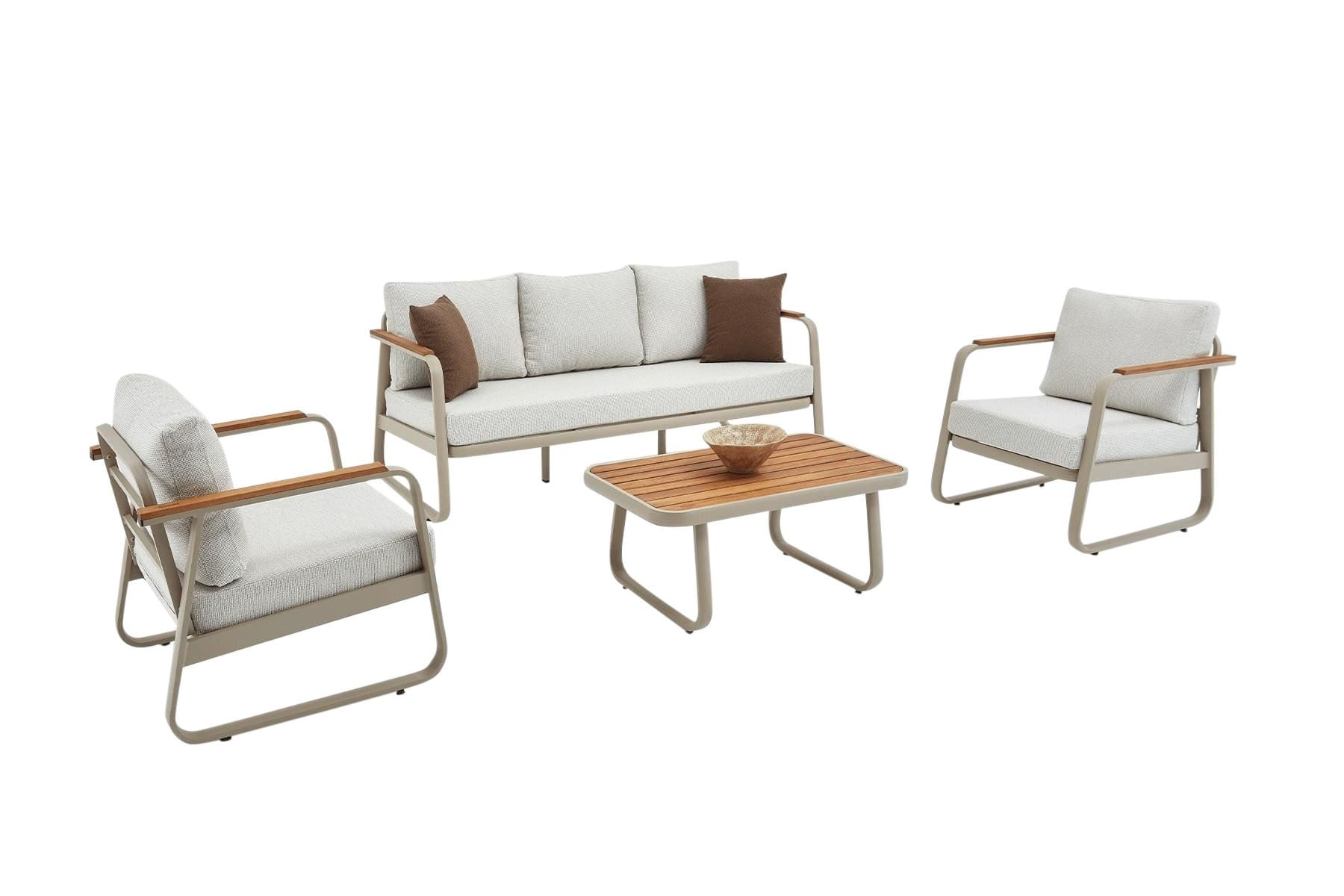 Set lounge gradina Hanah Home, burete, 195 x 66 x 74 cm, bej, 561CLR1141 — imaginea 2
