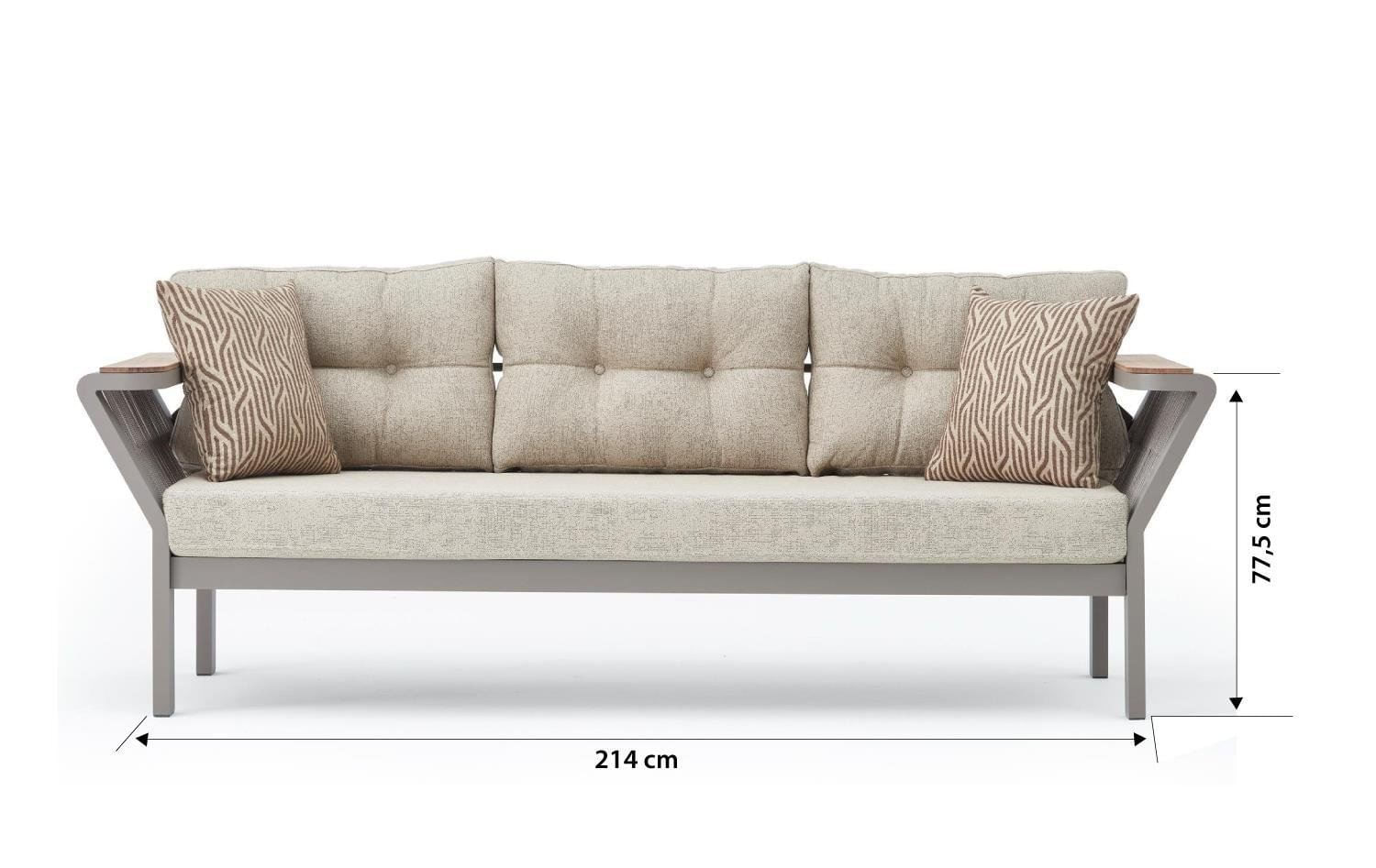 Set lounge gradina Hanah Home, burete, 214 x 69.5 x 77.5 cm, cappucino, 561CLR1142 — imaginea 3