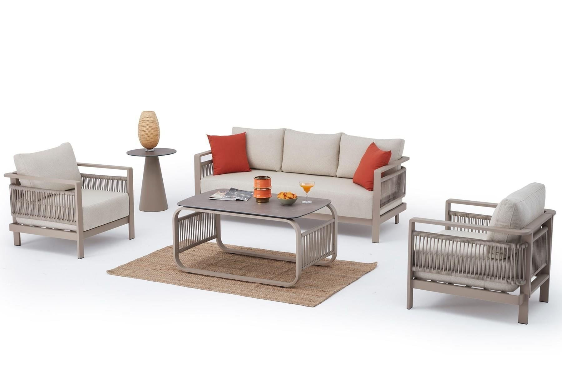 Set lounge gradina Hanah Home, burete, 188.5 x 64.2 x 80.5 cm, bej, 561CLR1144 — imaginea 3