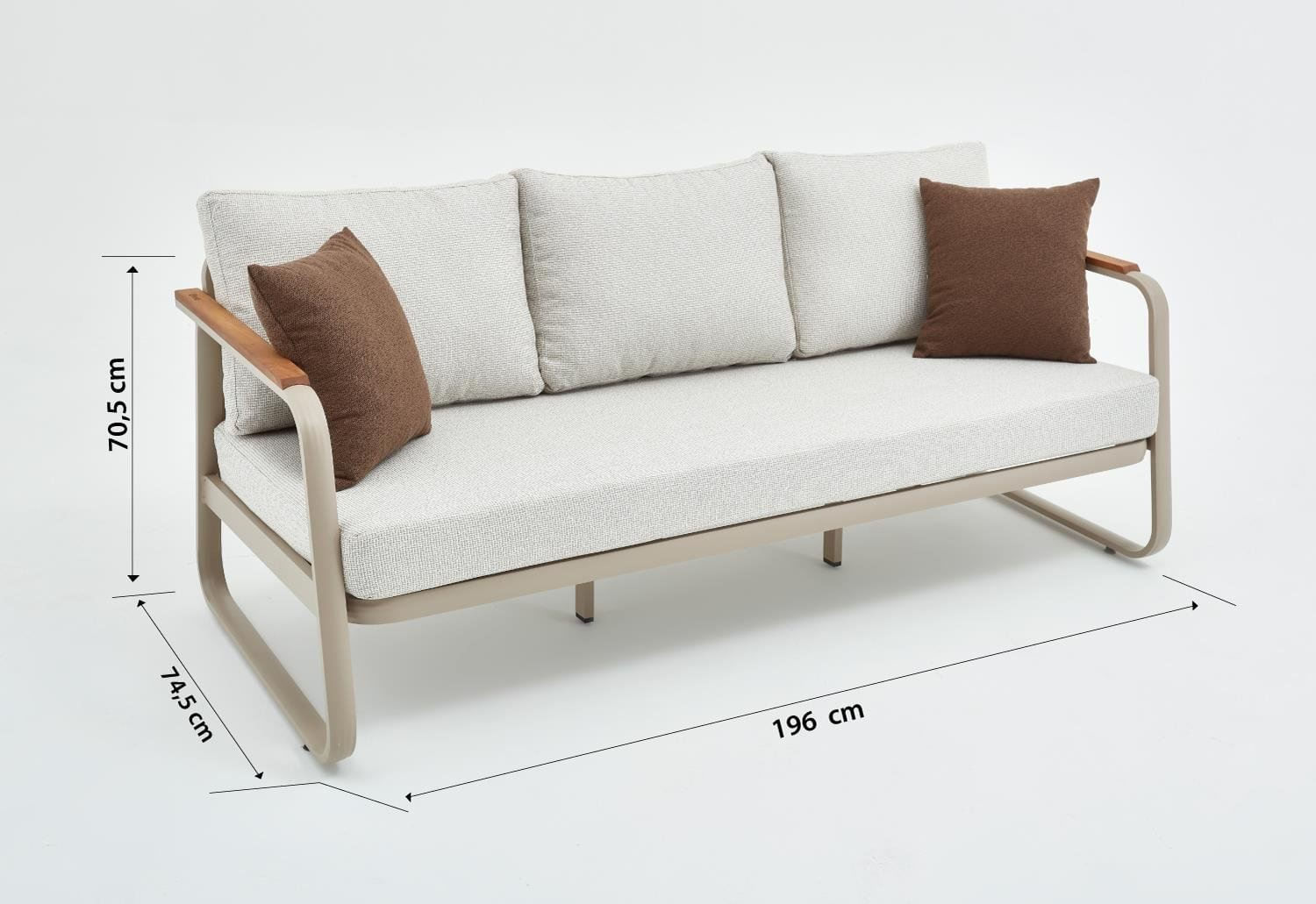 Set lounge gradina Hanah Home, burete, 195 x 66 x 74 cm, bej, 561CLR1141 — imaginea 4