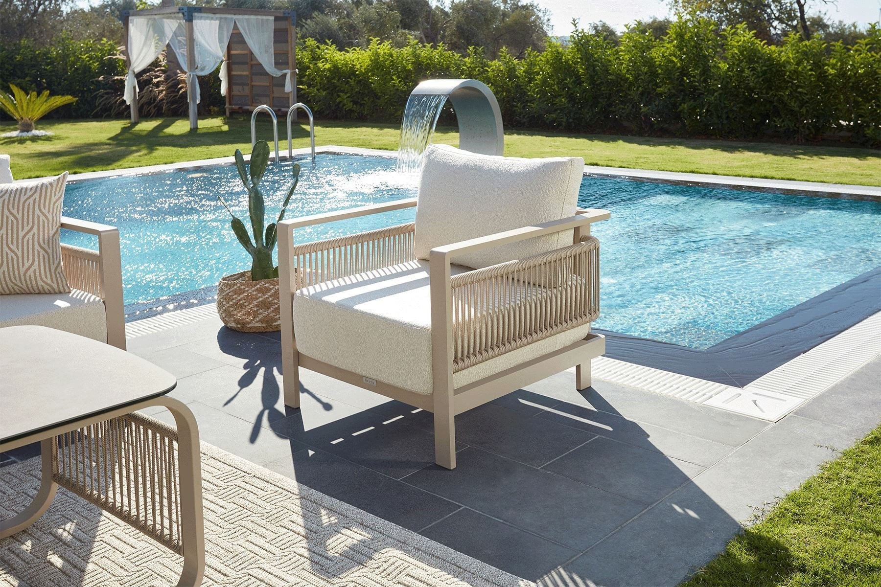 Set lounge gradina Hanah Home, burete, 188.5 x 64.2 x 80.5 cm, bej, 561CLR1144 — imaginea 6