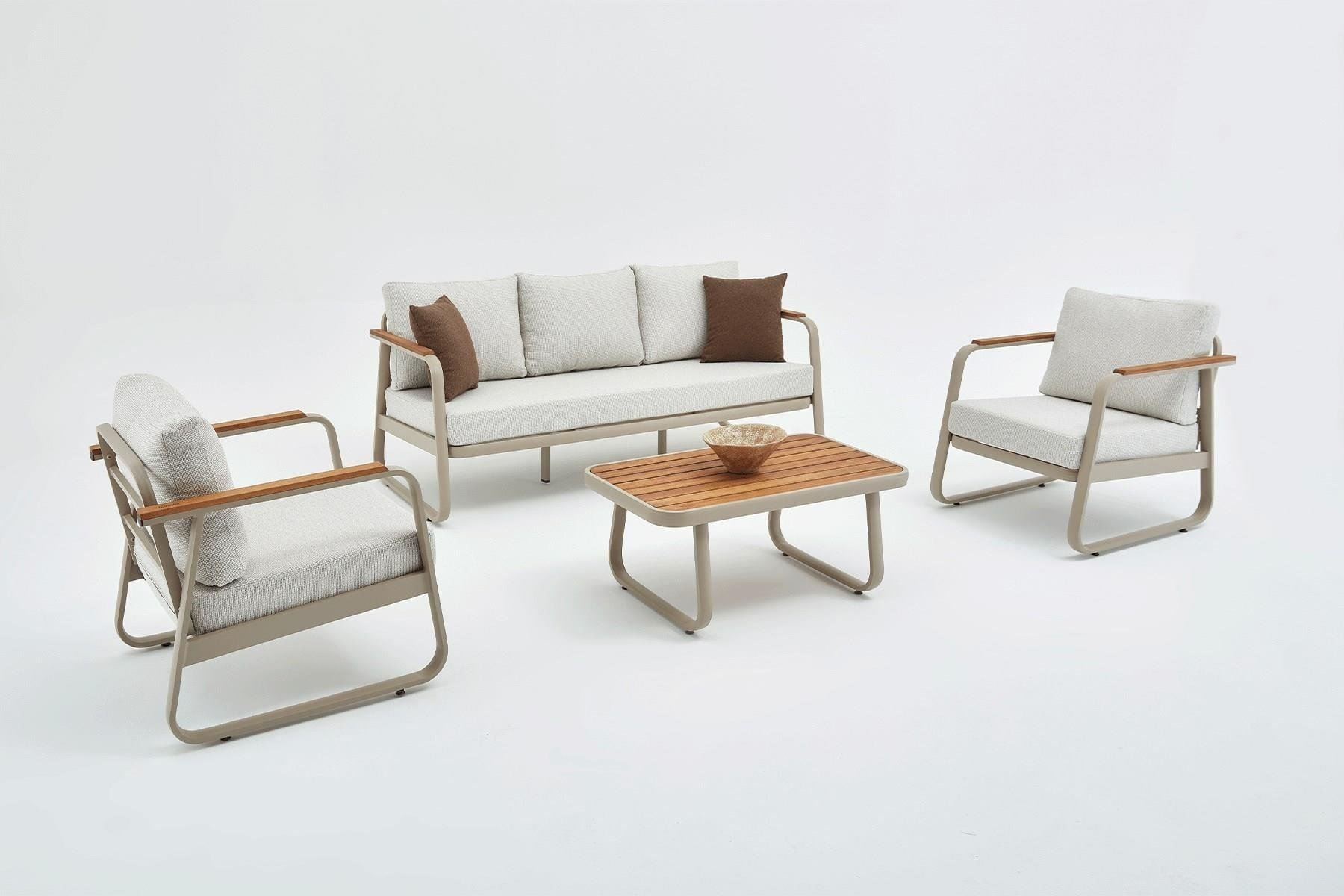 Set lounge gradina Hanah Home, burete, 195 x 66 x 74 cm, bej, 561CLR1141 — imaginea 6