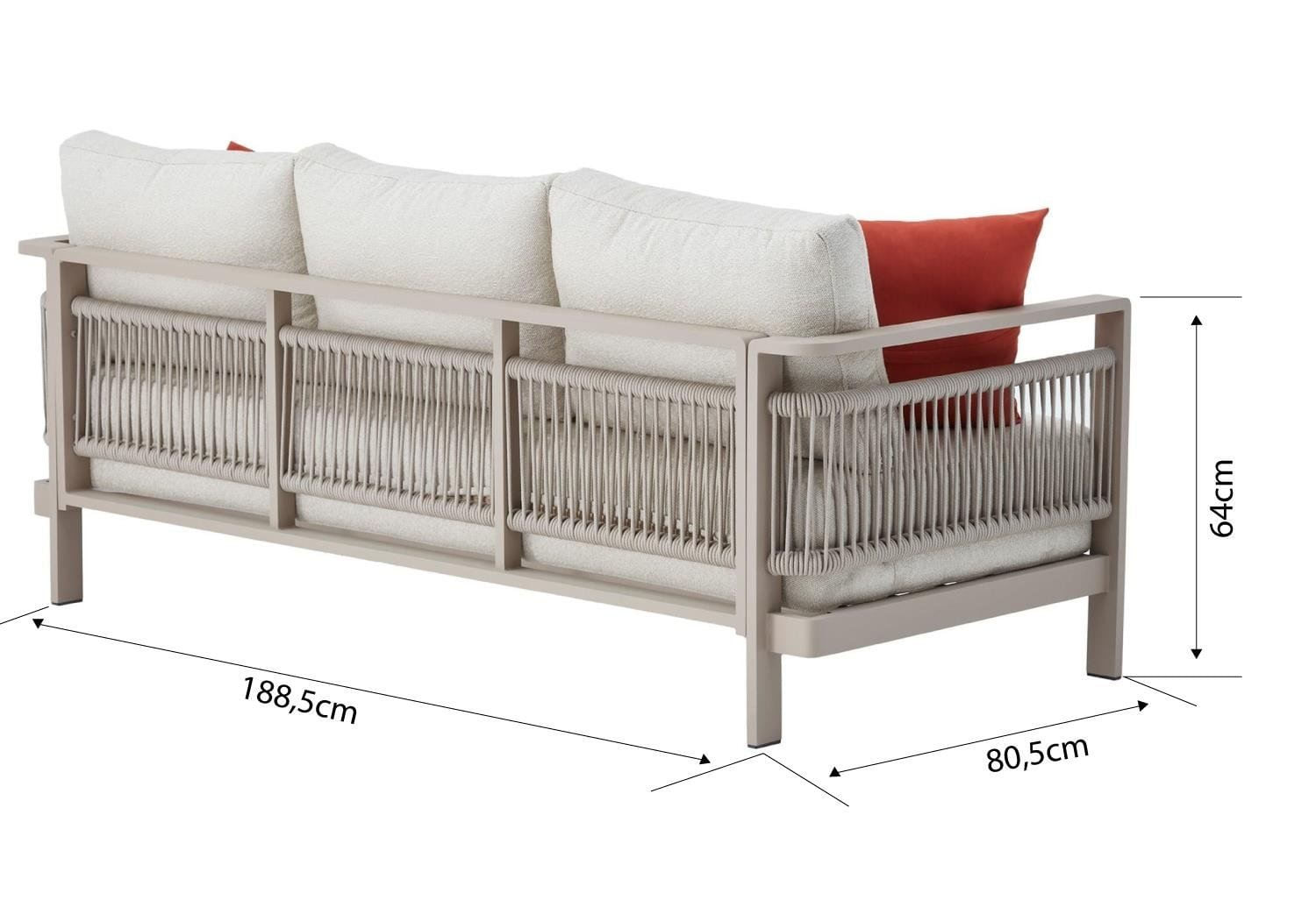 Set lounge gradina Hanah Home, burete, 188.5 x 64.2 x 80.5 cm, bej, 561CLR1144 — imaginea 7