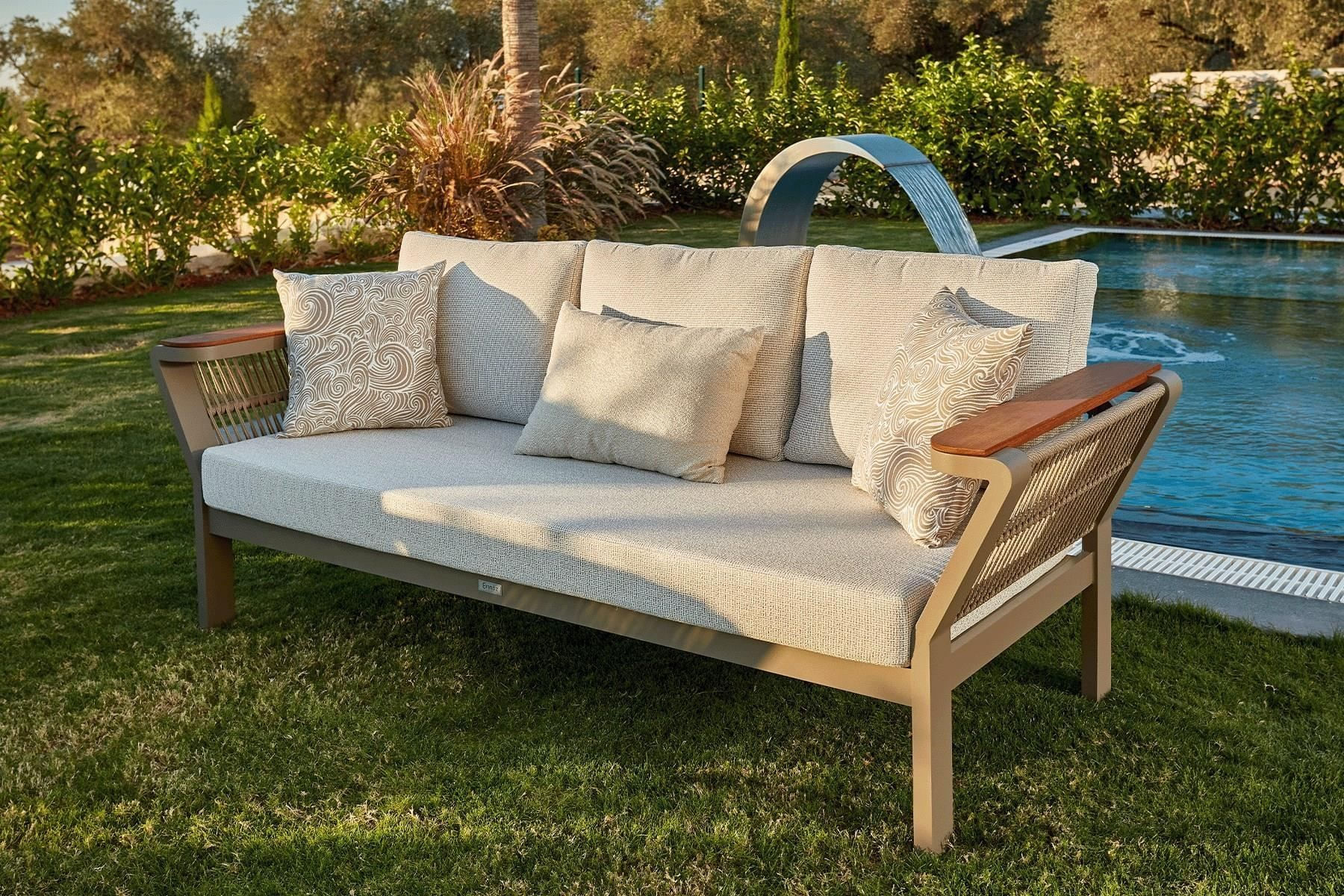 Set lounge gradina Hanah Home, burete, 214 x 69.5 x 77.5 cm, cappucino, 561CLR1142 — imaginea 6