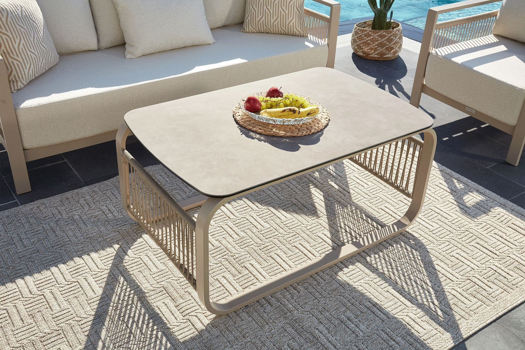 Set lounge gradina Hanah Home, burete, 188.5 x 64.2 x 80.5 cm, bej, 561CLR1144 — imaginea 11