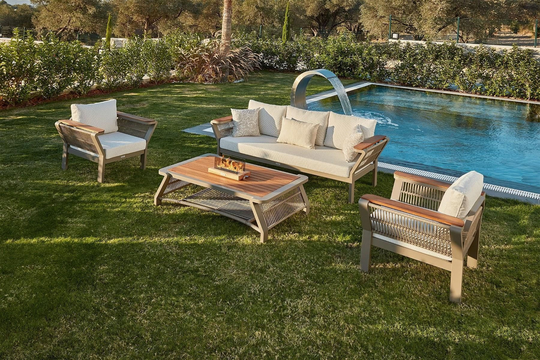 Set lounge gradina Hanah Home, burete, 214 x 69.5 x 77.5 cm, cappucino, 561CLR1142 — imaginea 8