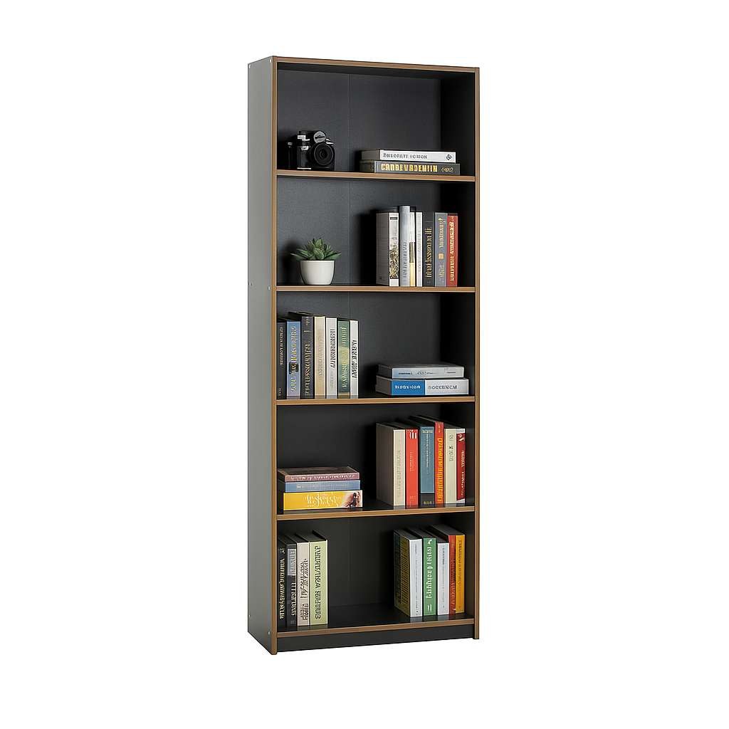 Bibliotecă Hanah Home, PAL melaminat, 64 x 26 x 182 cm, antracit, 479ADR1321