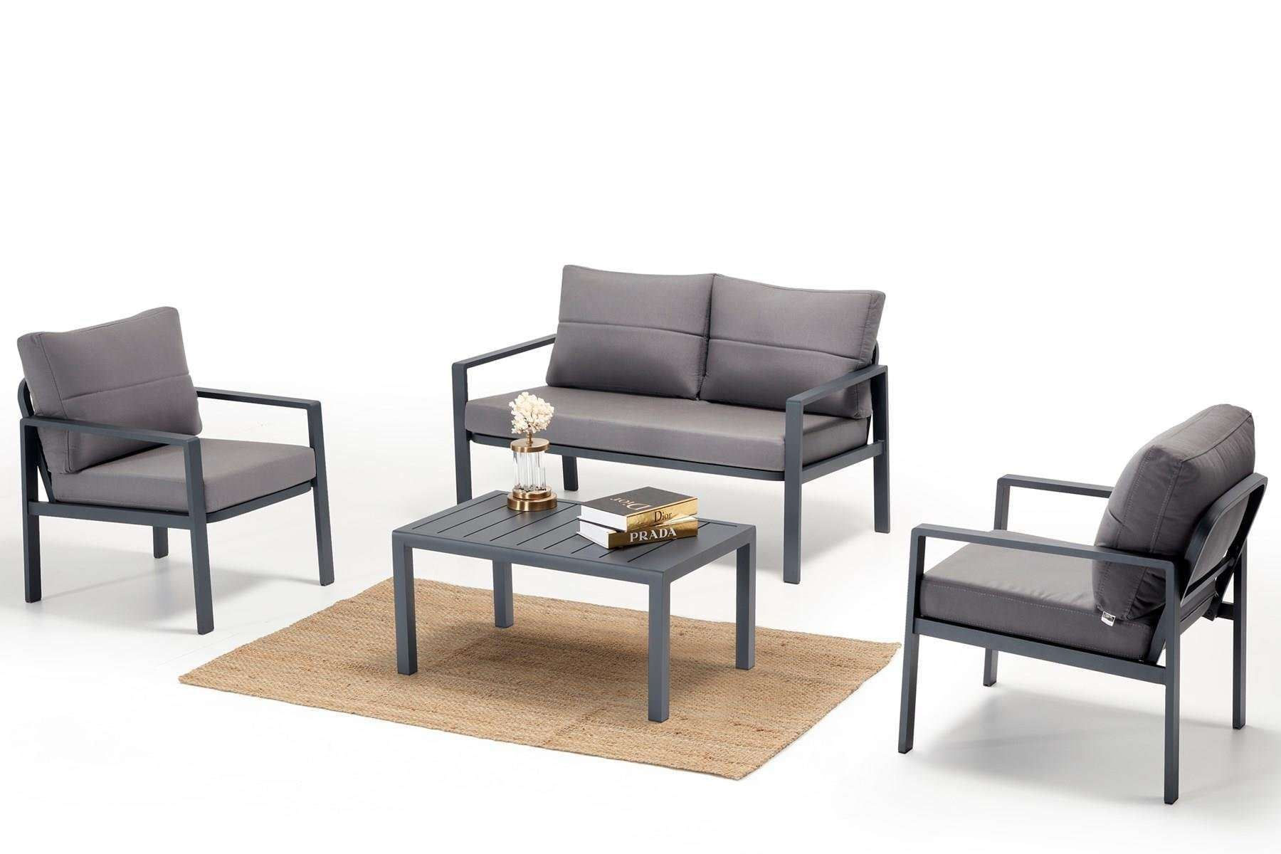 Set lounge gradina Hanah Home, burete, 130 x 60 x 68 cm, antracit, 561CLR1145 — imaginea 8