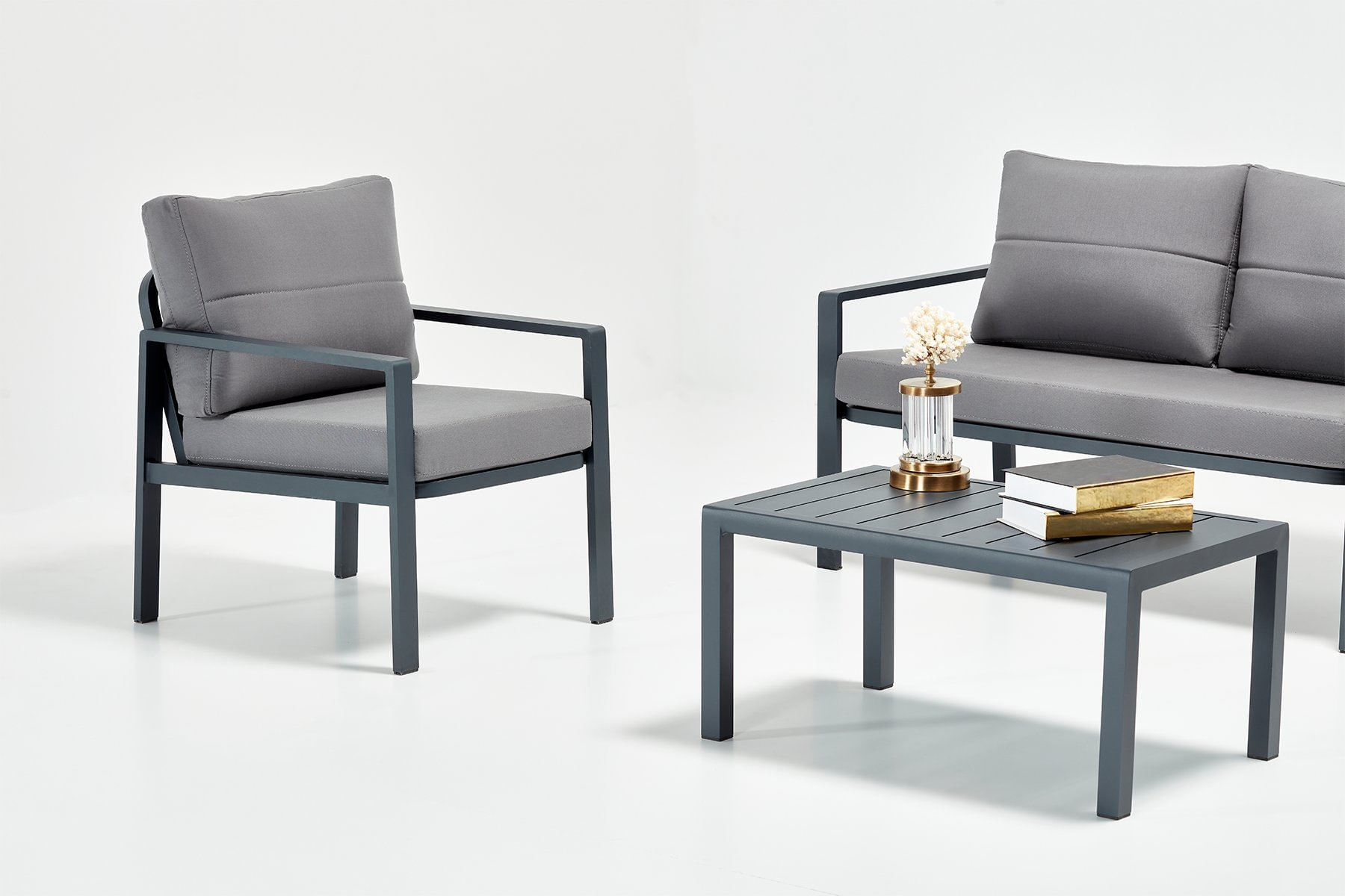 Set lounge gradina Hanah Home, burete, 130 x 60 x 68 cm, antracit, 561CLR1145 — imaginea 9