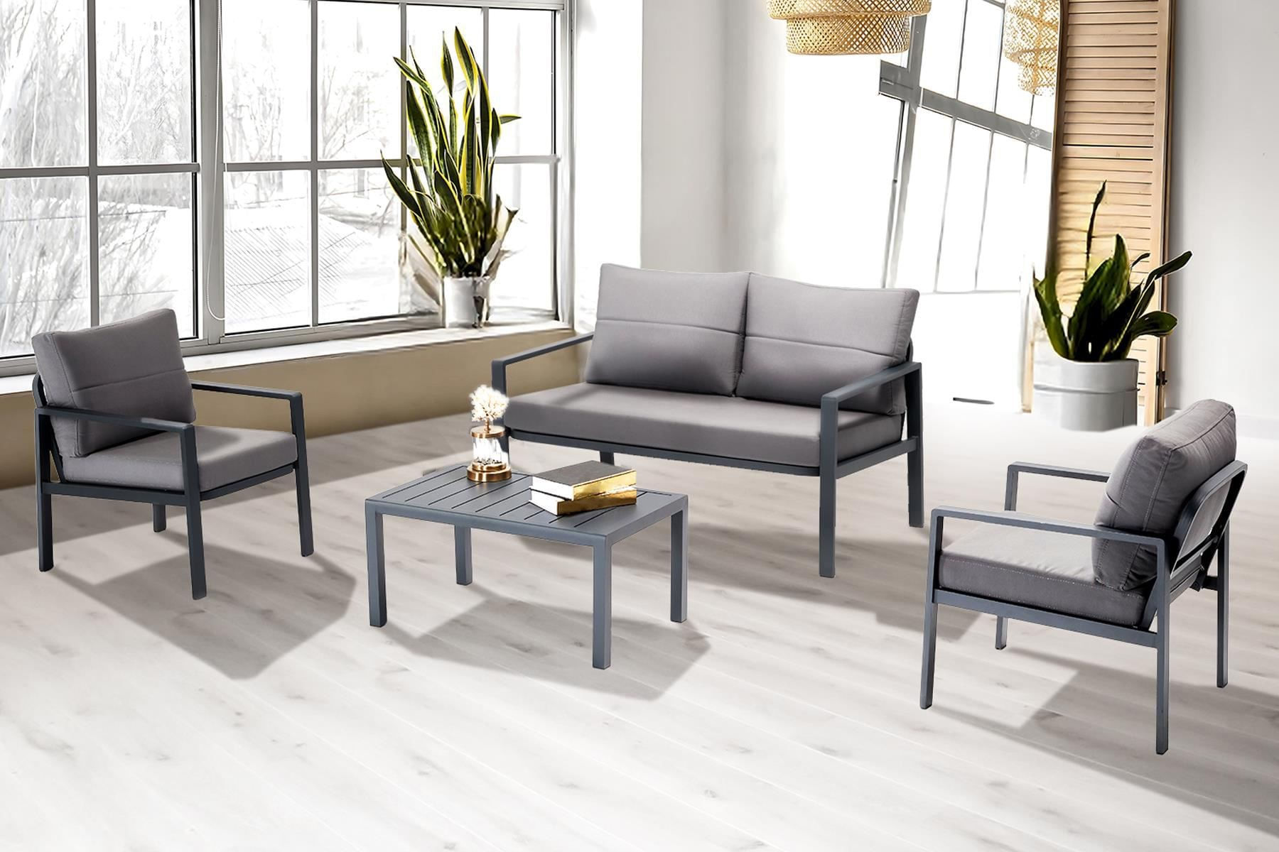 Set lounge gradina Hanah Home, burete, 130 x 60 x 68 cm, antracit, 561CLR1145 — imaginea 10