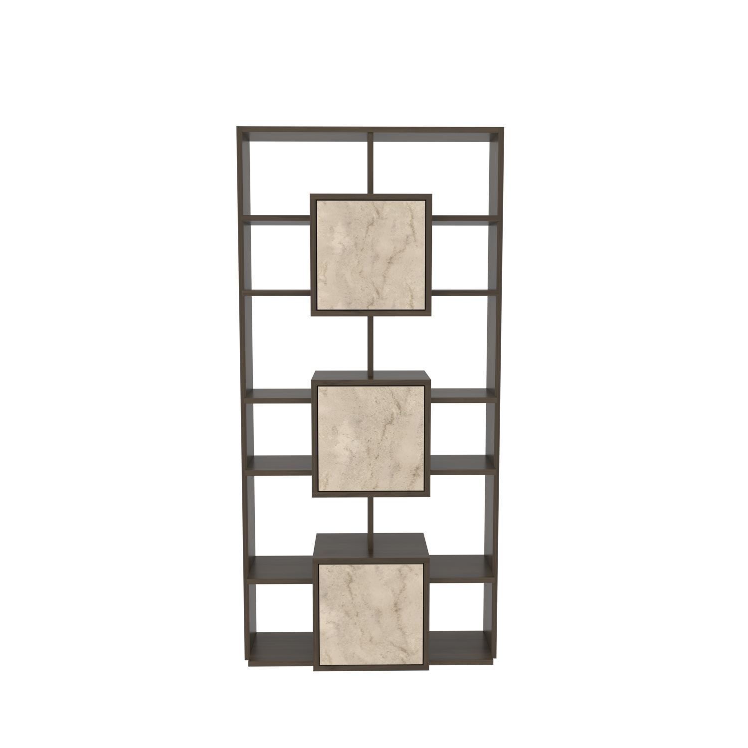 Bibliotecă Hanah Home, PAL melaminat, 85 x 20 x 176 cm, nuc/travertine, 875ZNA3664