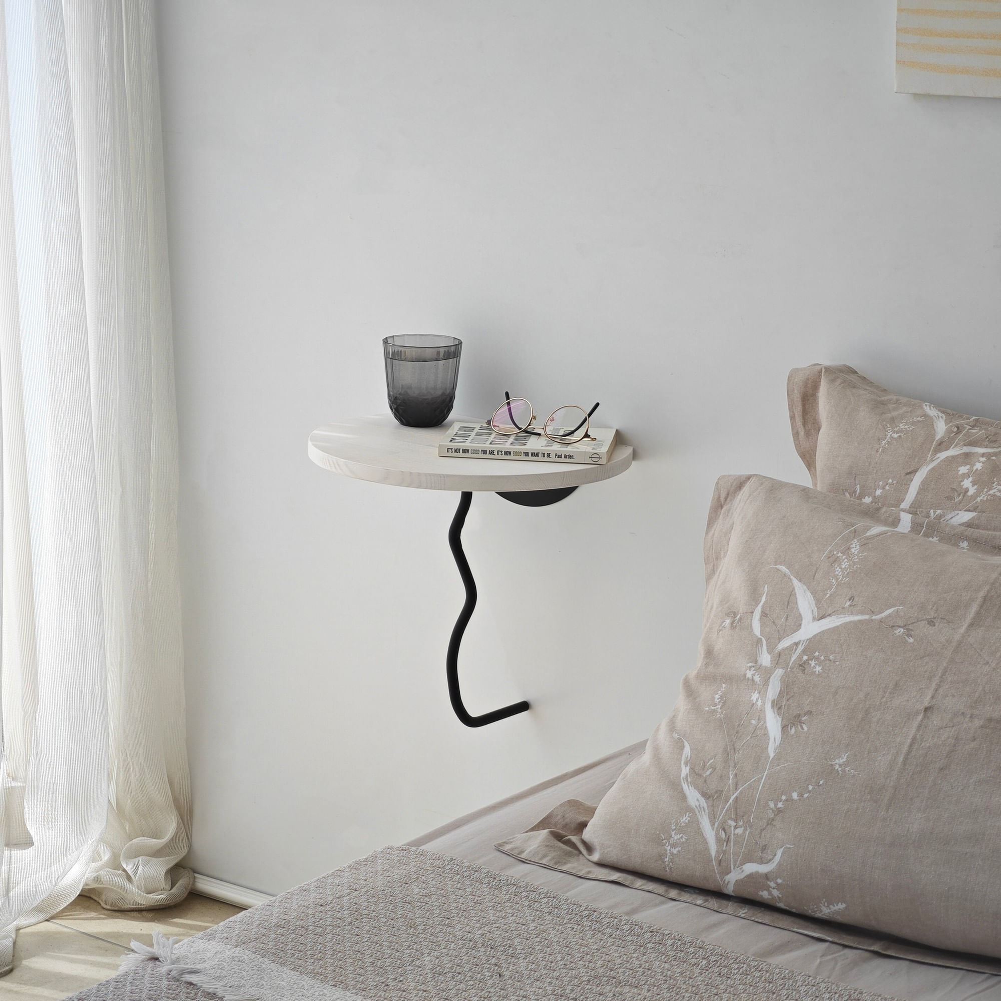 Raft perete Hanah Home, 100% lemn masiv de pin, 35 x 35 cm, negru/alb, 552NOS2449 — imaginea 9