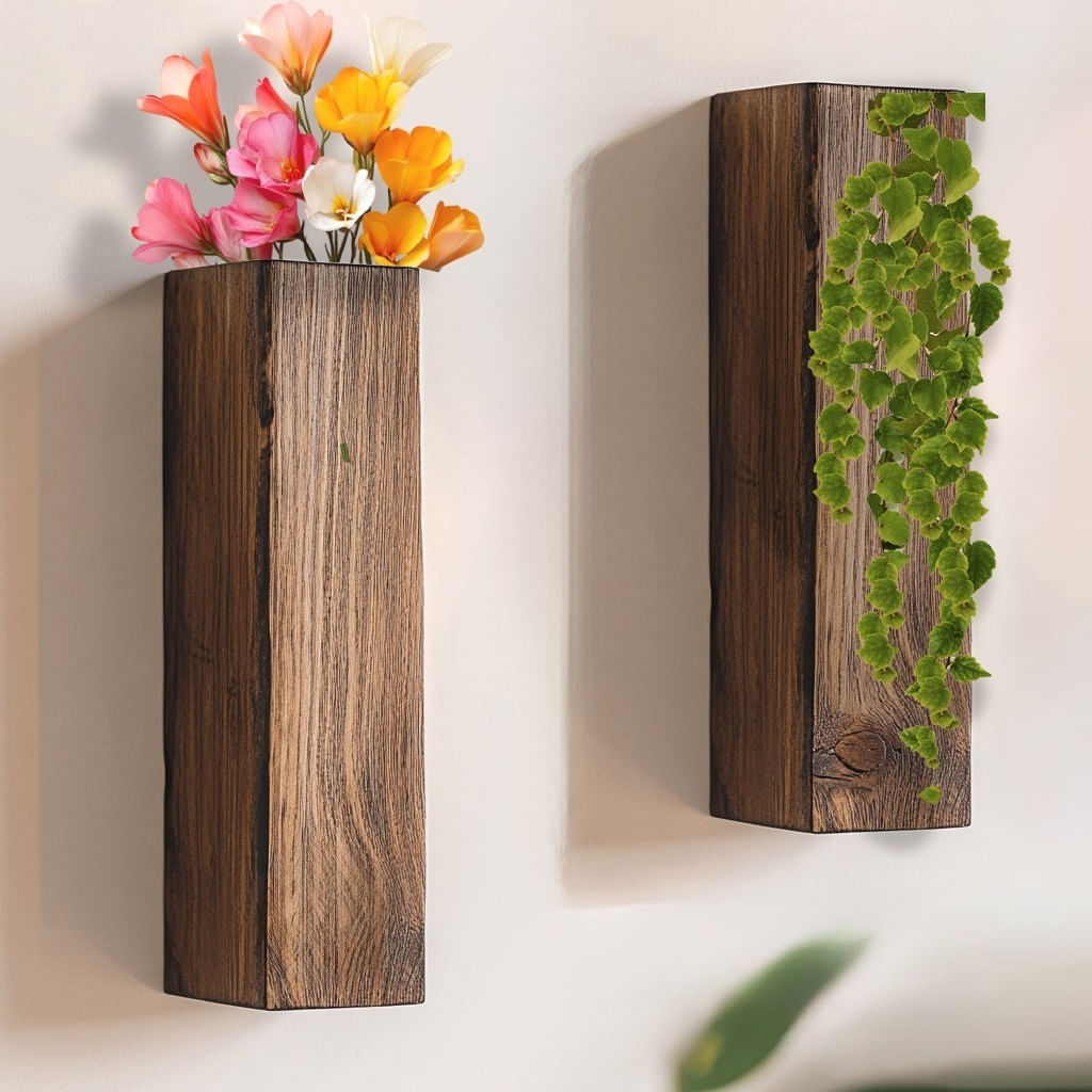 Raft decorativ lemn Hanah Home, lemn masiv, 25 x 6 x 8 cm, lemn, set 2 piese, 792EVL2934 — imaginea 3