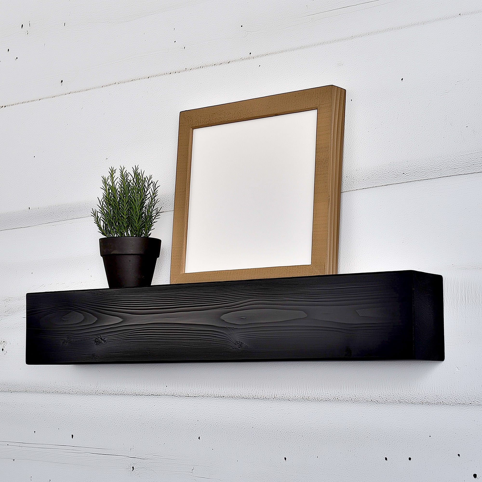 Raft decorativ lemn Hanah Home, lemn masiv, 13 x 11 x 60 cm, negru, 792EVL2939 — imaginea 2