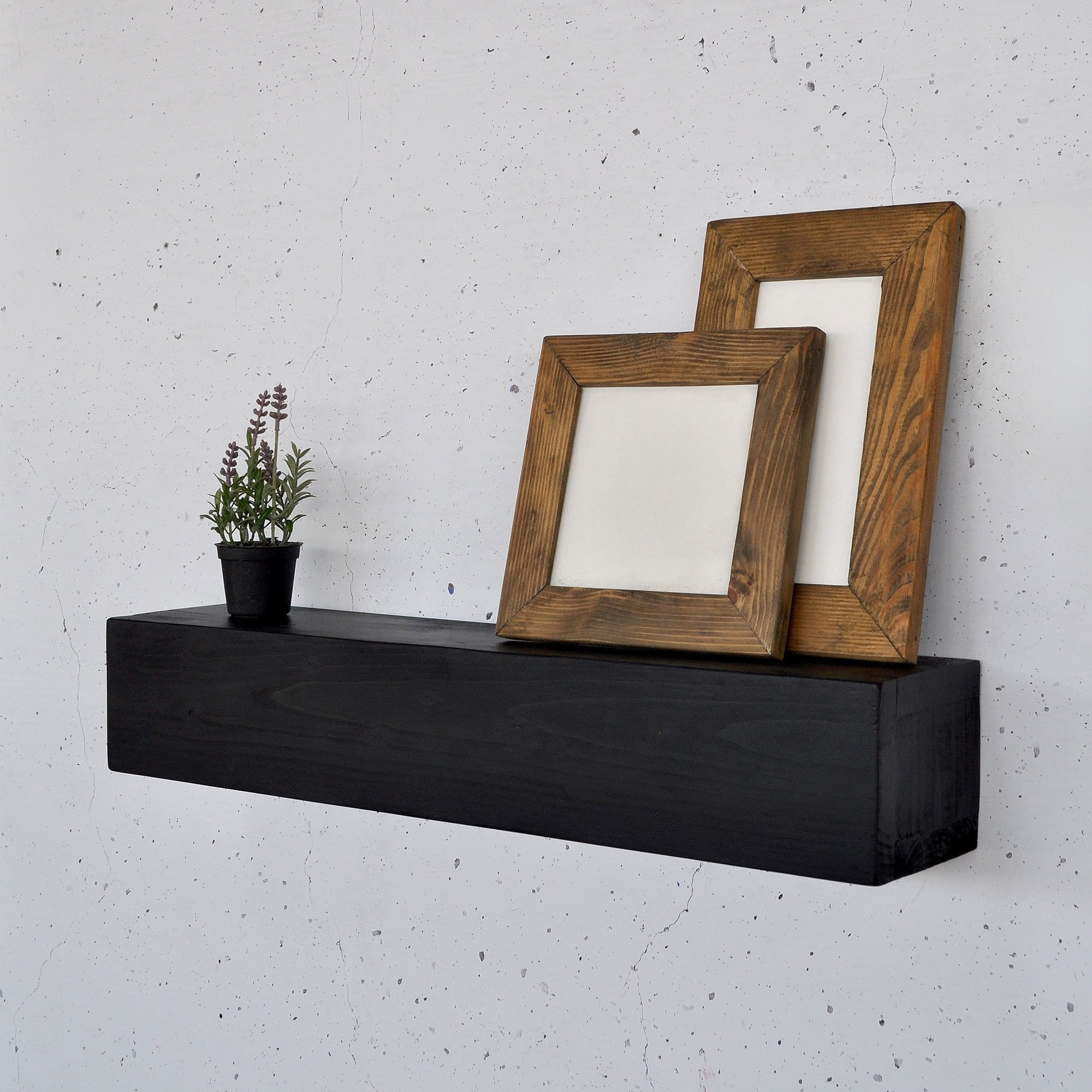 Raft decorativ lemn Hanah Home, lemn masiv, 13 x 11 x 60 cm, negru, 792EVL2939 — imaginea 3