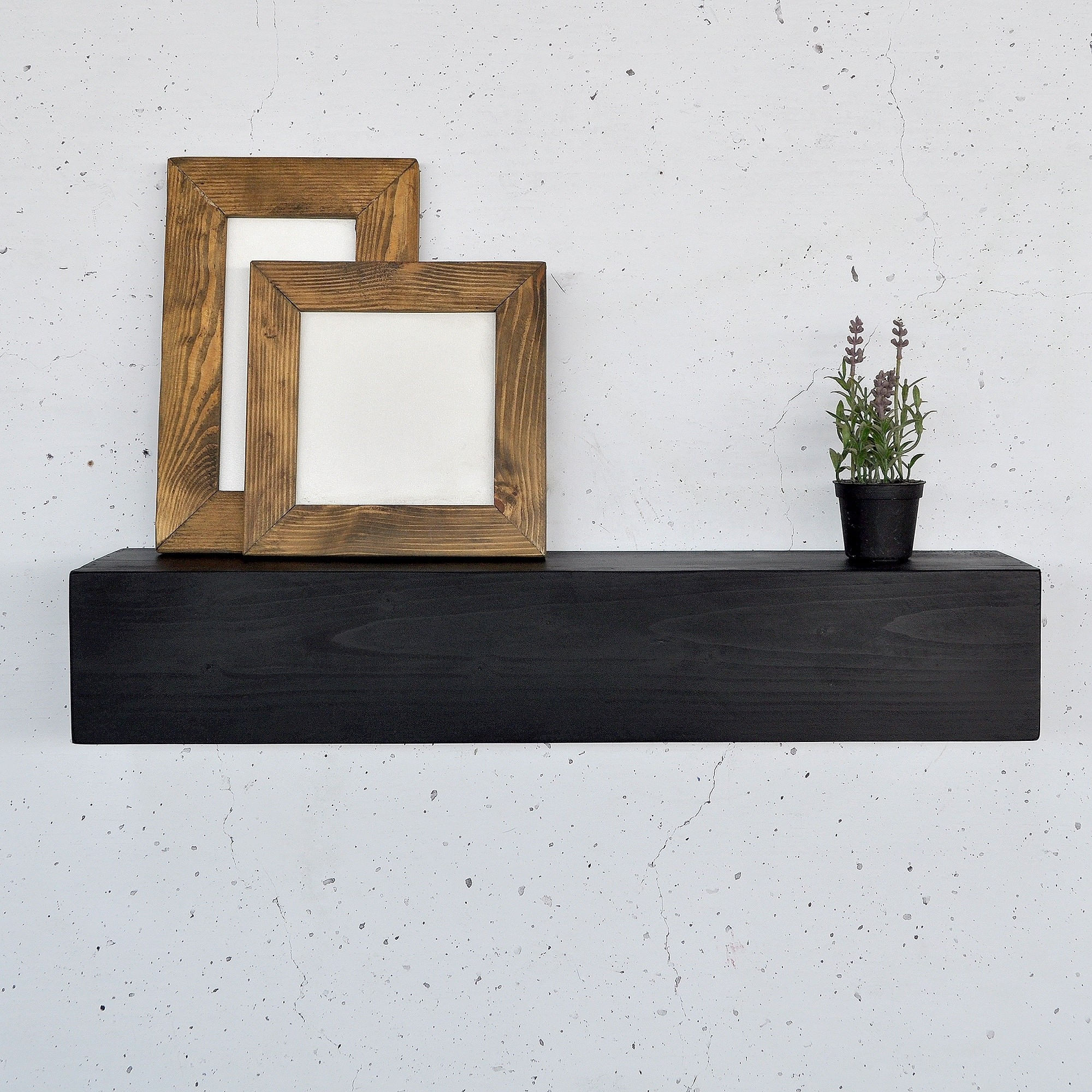 Raft decorativ lemn Hanah Home, lemn masiv, 13 x 11 x 60 cm, negru, 792EVL2939 — imaginea 5