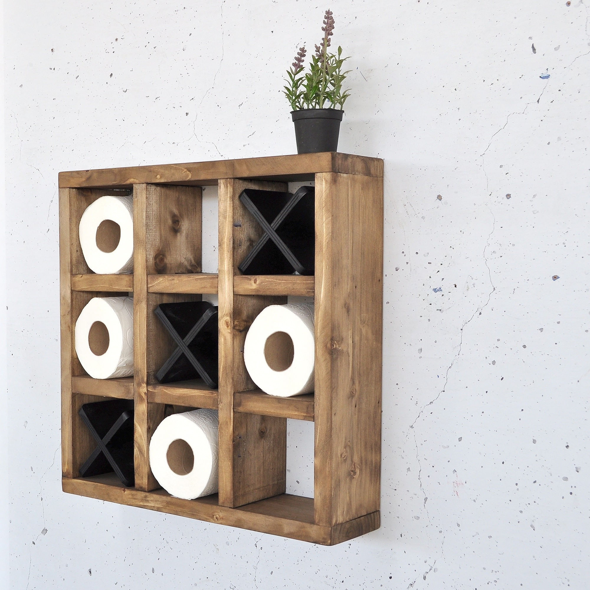 Raft decorativ lemn Hanah Home, lemn masiv, 42.5 x 11 x 42.5 cm, lemn, 792EVL2952 — imaginea 4
