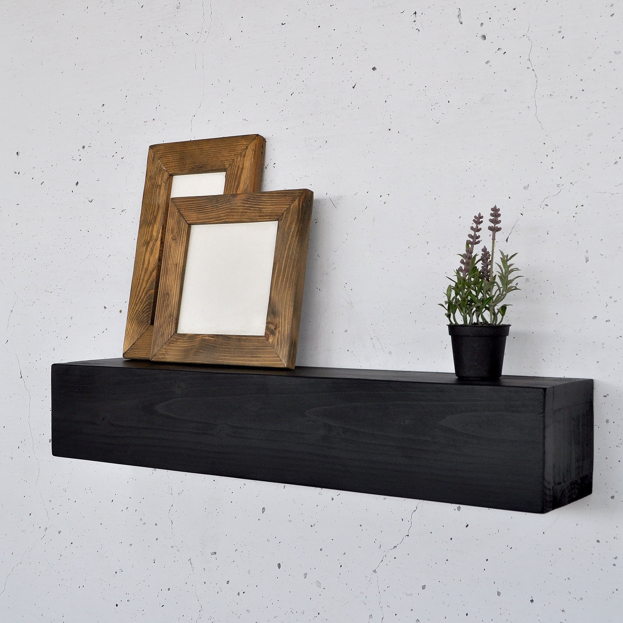 Raft decorativ lemn Hanah Home, lemn masiv, 13 x 11 x 60 cm, negru, 792EVL2939 — imaginea 6