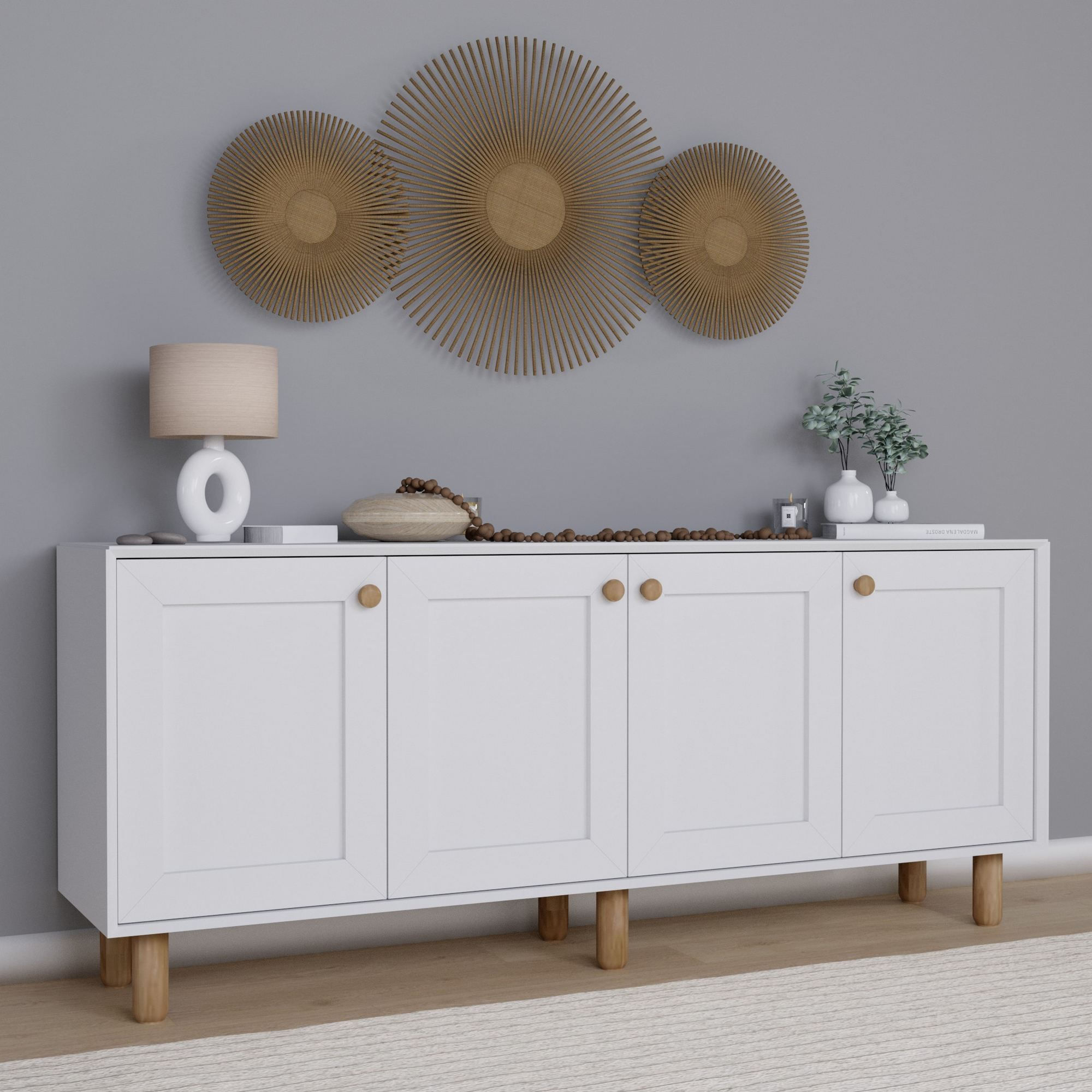 Consolă Hanah Home, PAL melaminat, 180 x 40 x 75 cm, alb, 350MWD1509 — imaginea 2