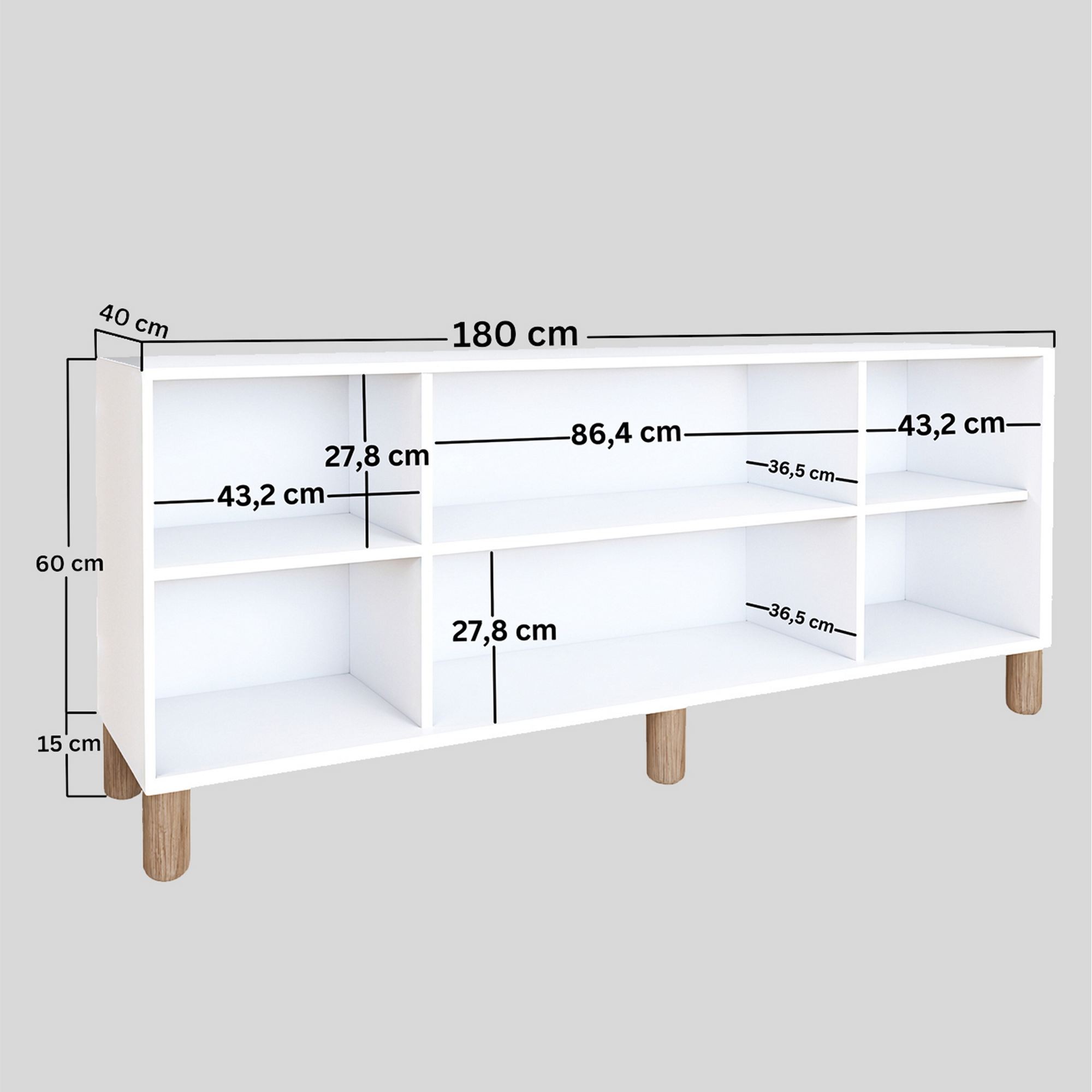 Consolă Hanah Home, PAL melaminat, 180 x 40 x 75 cm, alb, 350MWD1509 — imaginea 4