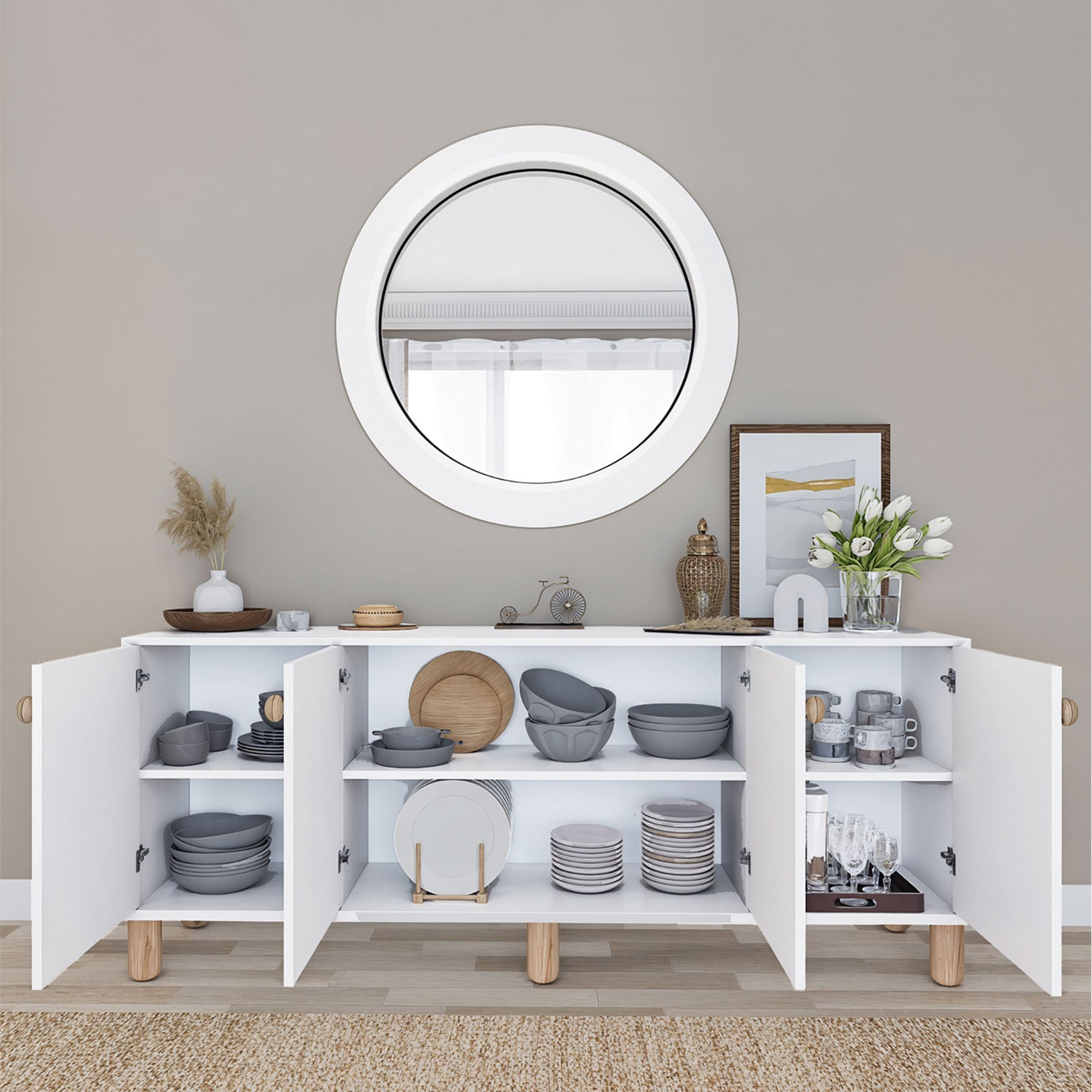 Consolă Hanah Home, PAL melaminat, 180 x 40 x 75 cm, alb, 350MWD1509 — imaginea 6