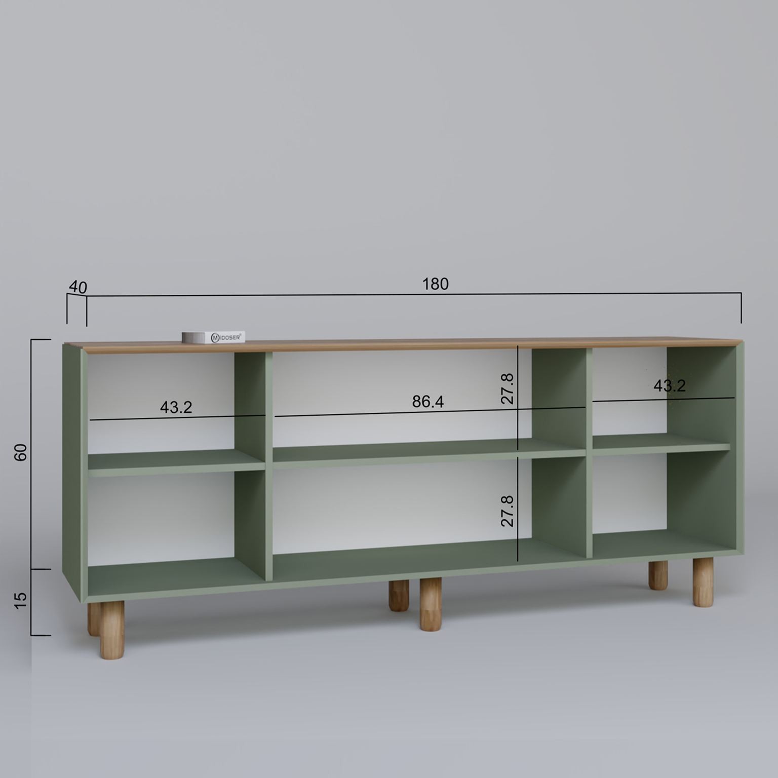 Consolă Hanah Home, PAL melaminat, 180 x 40 x 75 cm, verde, 350MWD1507