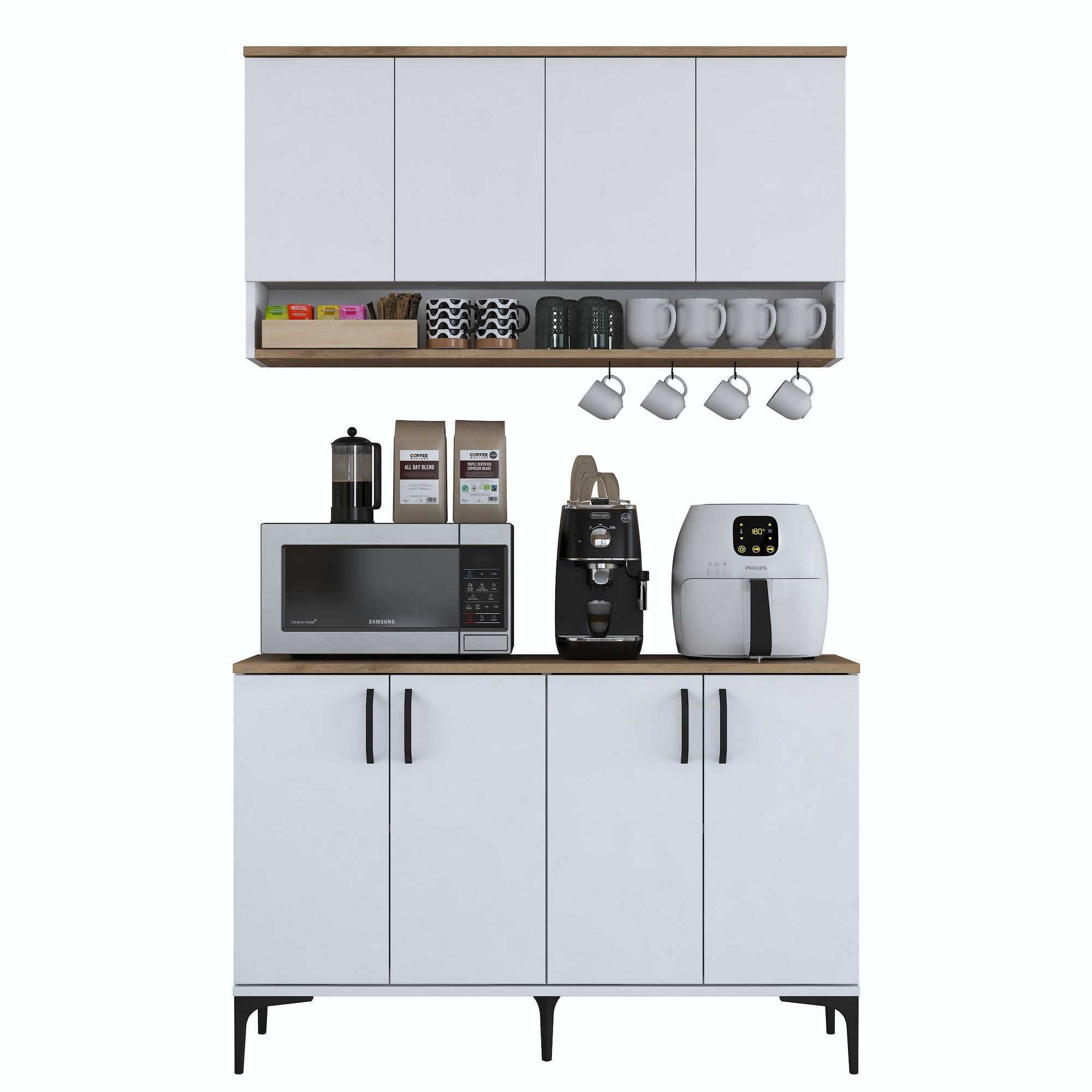Suport cafea Hanah Home, PAL 100%, 120 x 40 x 140.4 cm, nuc și alb, 893RAN5508 — imaginea 2