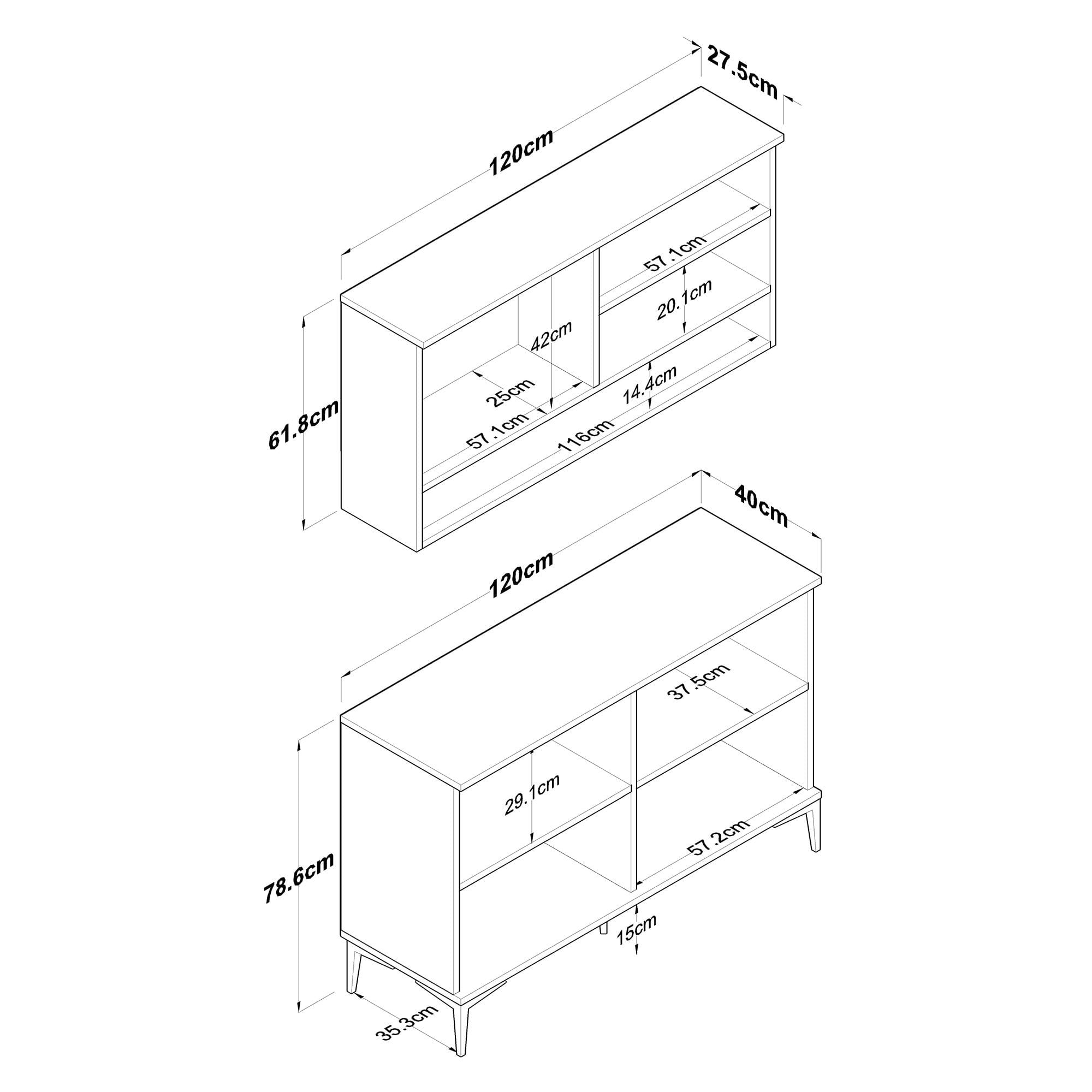 Suport cafea Hanah Home, PAL 100%, 120 x 40 x 140.4 cm, nuc și alb, 893RAN5508 — imaginea 3