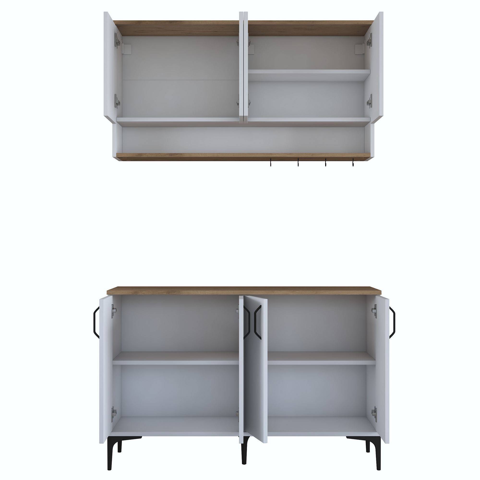 Suport cafea Hanah Home, PAL 100%, 120 x 40 x 140.4 cm, nuc și alb, 893RAN5508 — imaginea 6