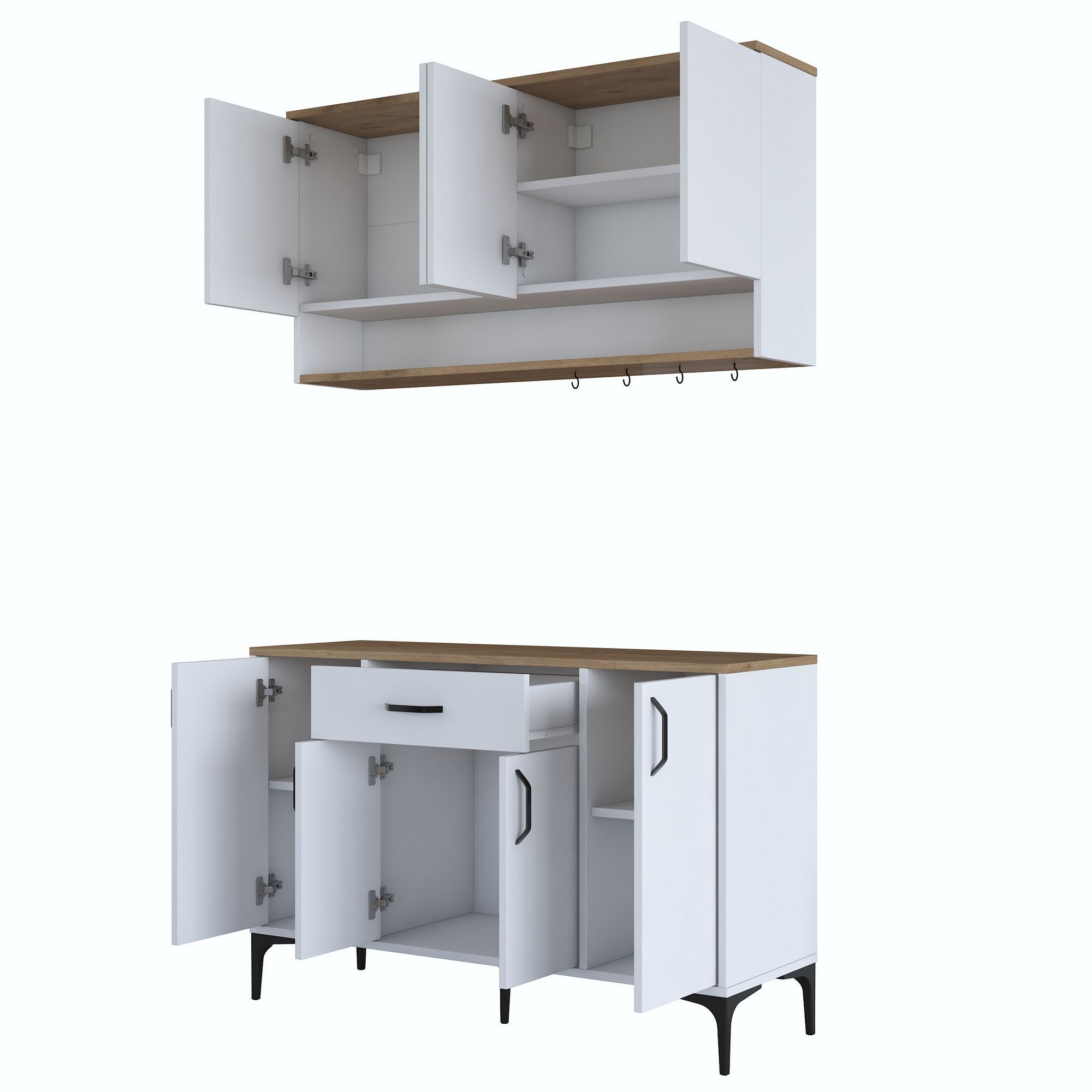 Suport cafea Hanah Home, PAL 100%, 120 x 40 x 140.4 cm, nuc și alb, 893RAN5507 — imaginea 4