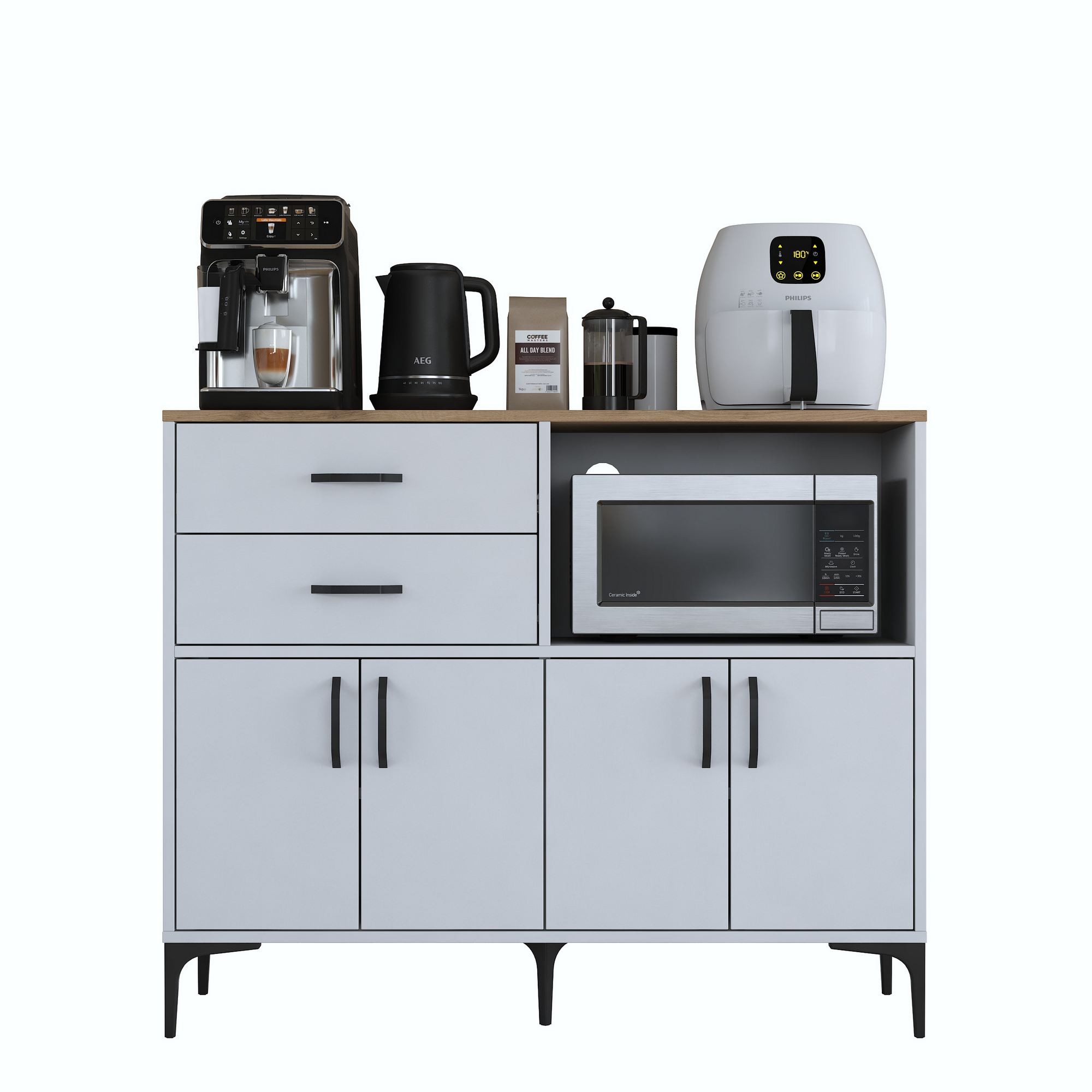 Suport cafea Hanah Home, PAL 100%, 120 x 45 x 98.6 cm, nuc și alb, 893RAN5509 — imaginea 2