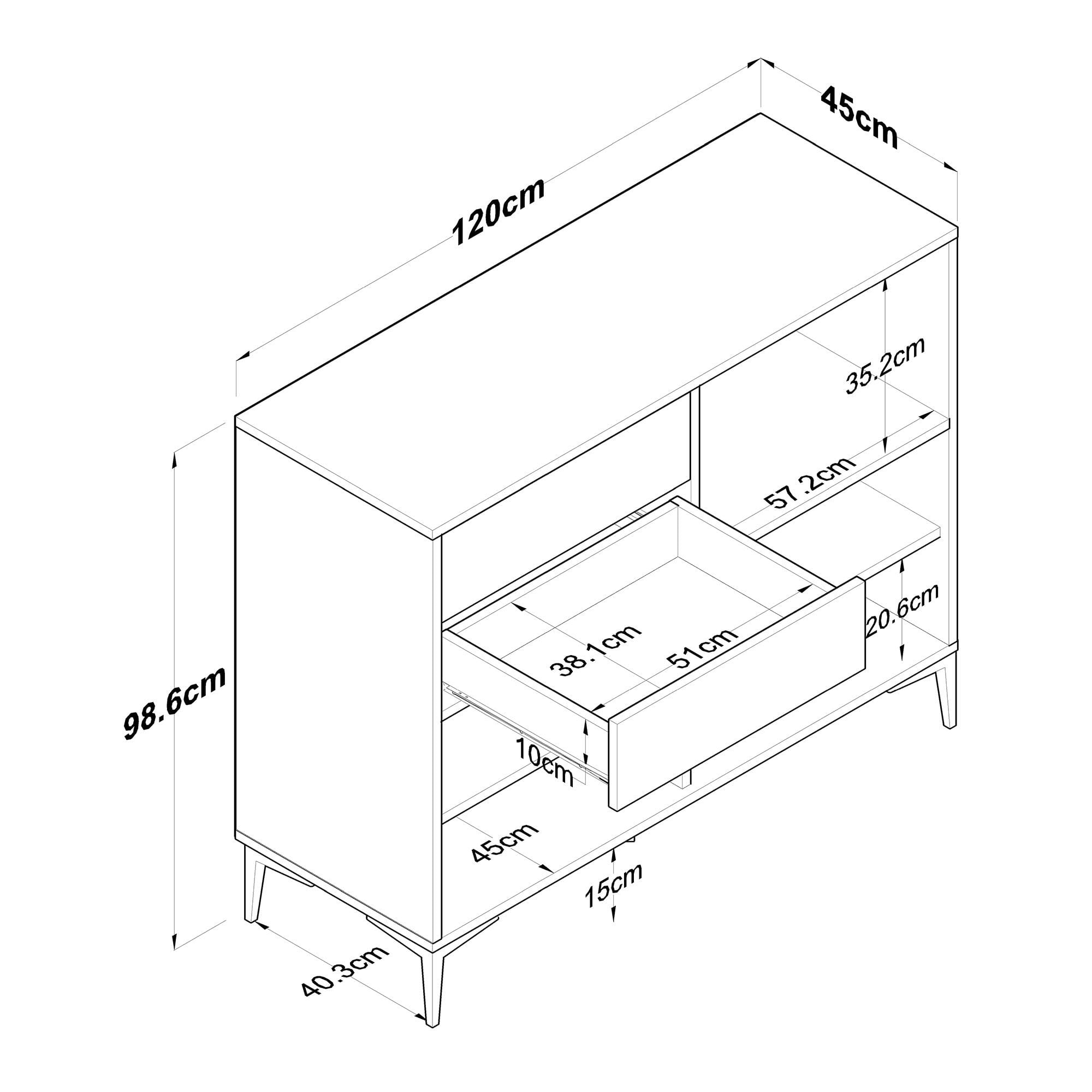 Suport cafea Hanah Home, PAL 100%, 120 x 45 x 98.6 cm, nuc și alb, 893RAN5509 — imaginea 4