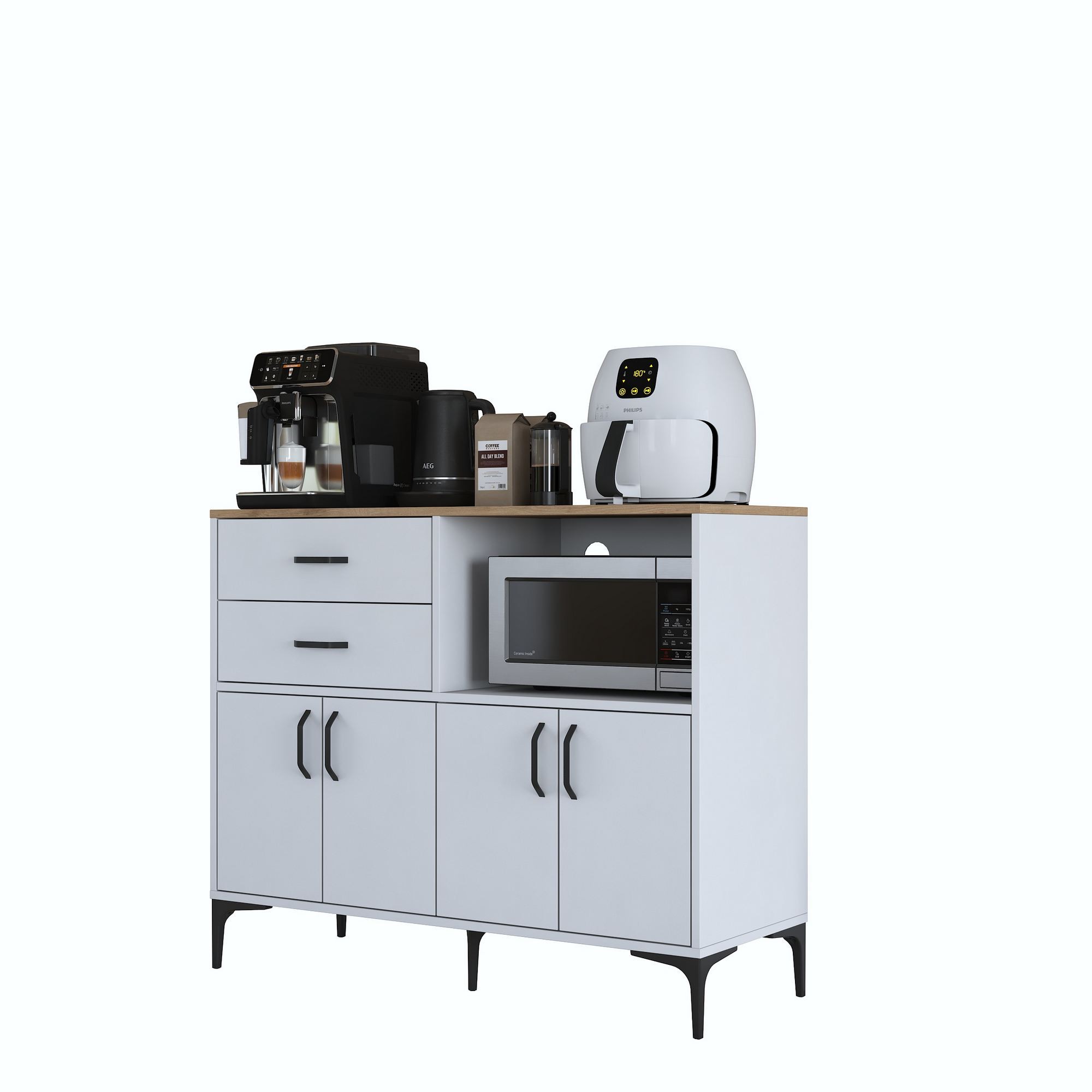 Suport cafea Hanah Home, PAL 100%, 120 x 45 x 98.6 cm, nuc și alb, 893RAN5509 — imaginea 6