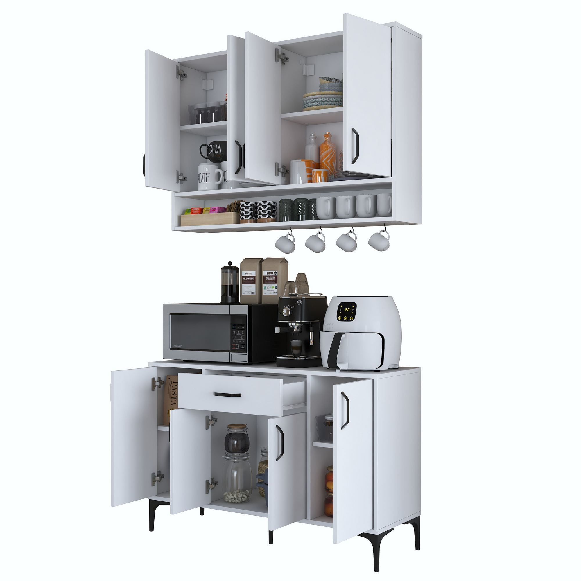 Suport cafea Hanah Home, PAL 100%, 120 x 40 x 160.4 cm, alb, 893RAN5514 — imaginea 7
