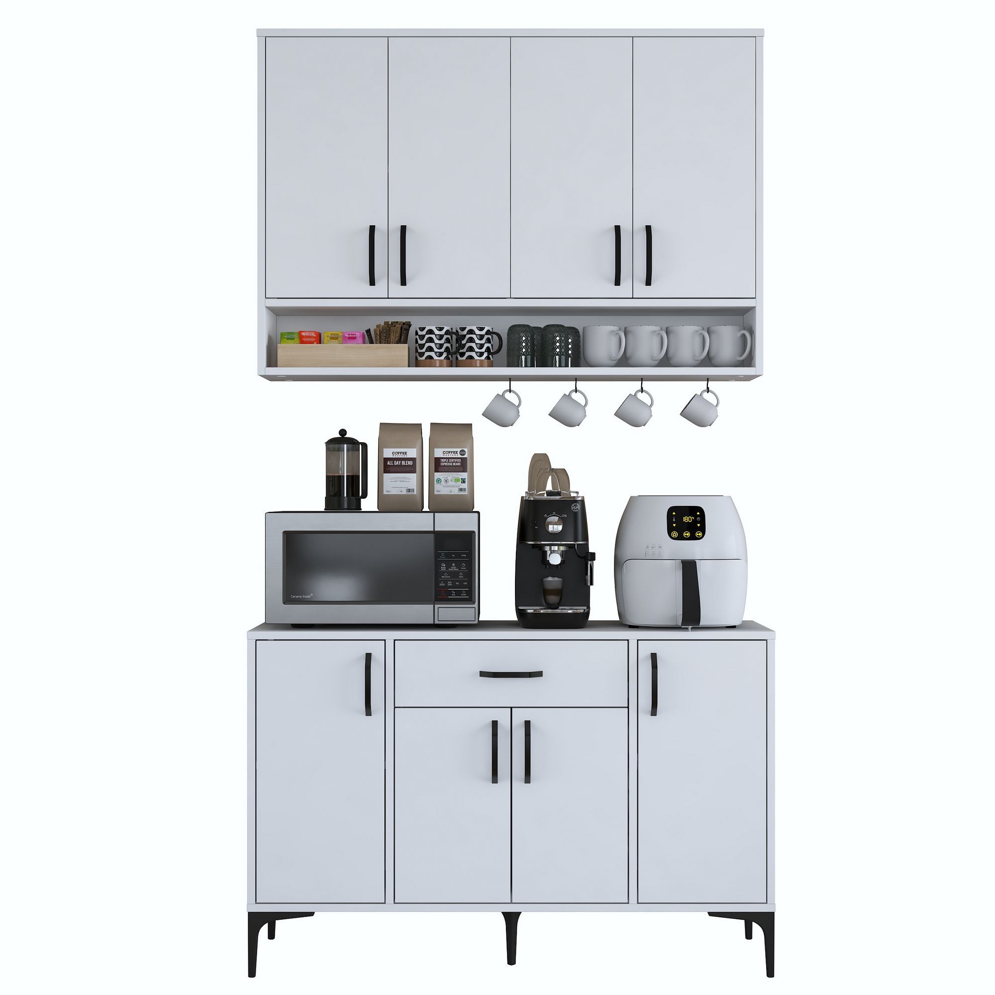 Suport cafea Hanah Home, PAL 100%, 120 x 40 x 160.4 cm, alb, 893RAN5514 — imaginea 8