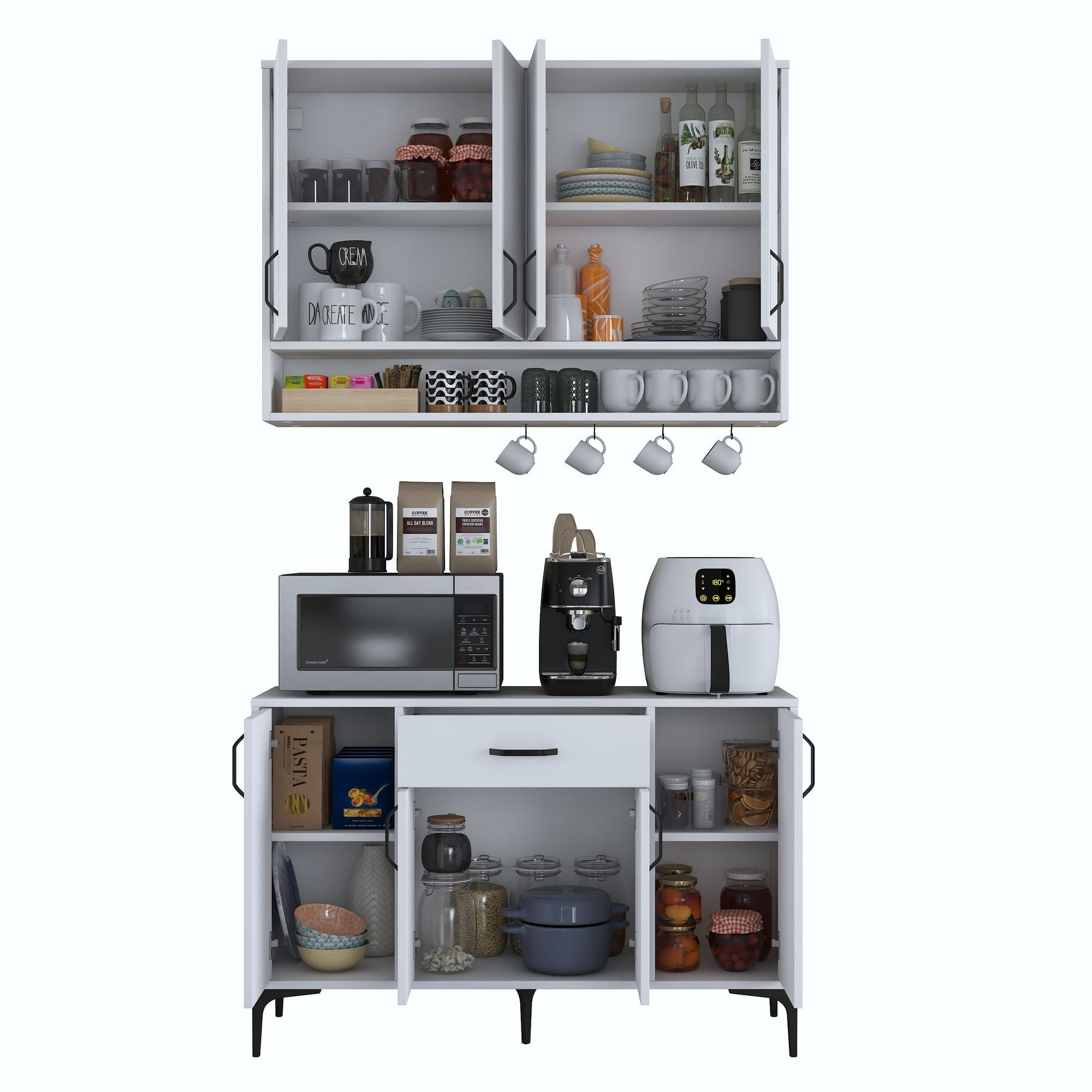 Suport cafea Hanah Home, PAL 100%, 120 x 40 x 160.4 cm, alb, 893RAN5514 — imaginea 10
