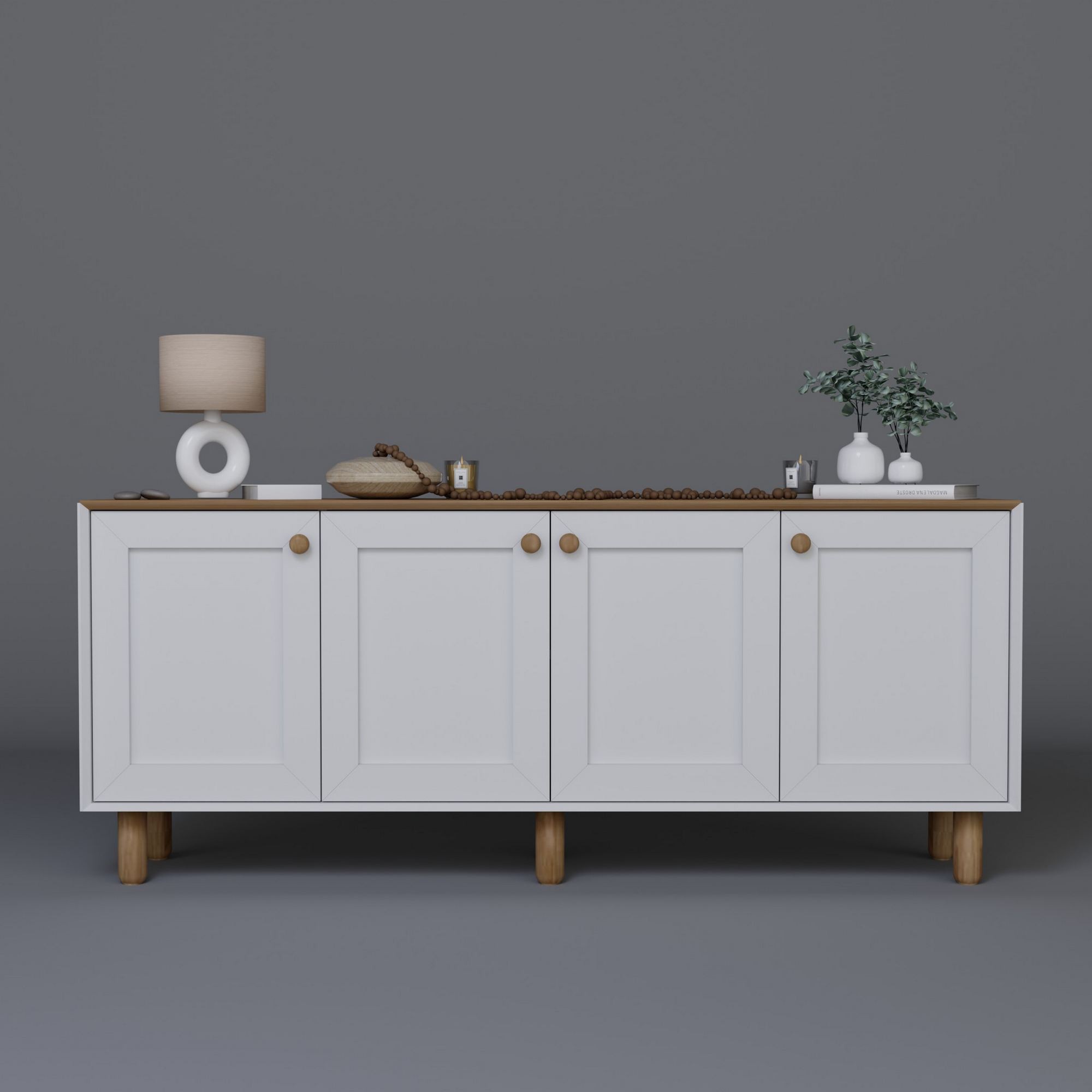 Consolă Hanah Home, PAL melaminat, 180 x 37.3 x 80 cm, deschis nuc, 350MWD1511 — imaginea 3